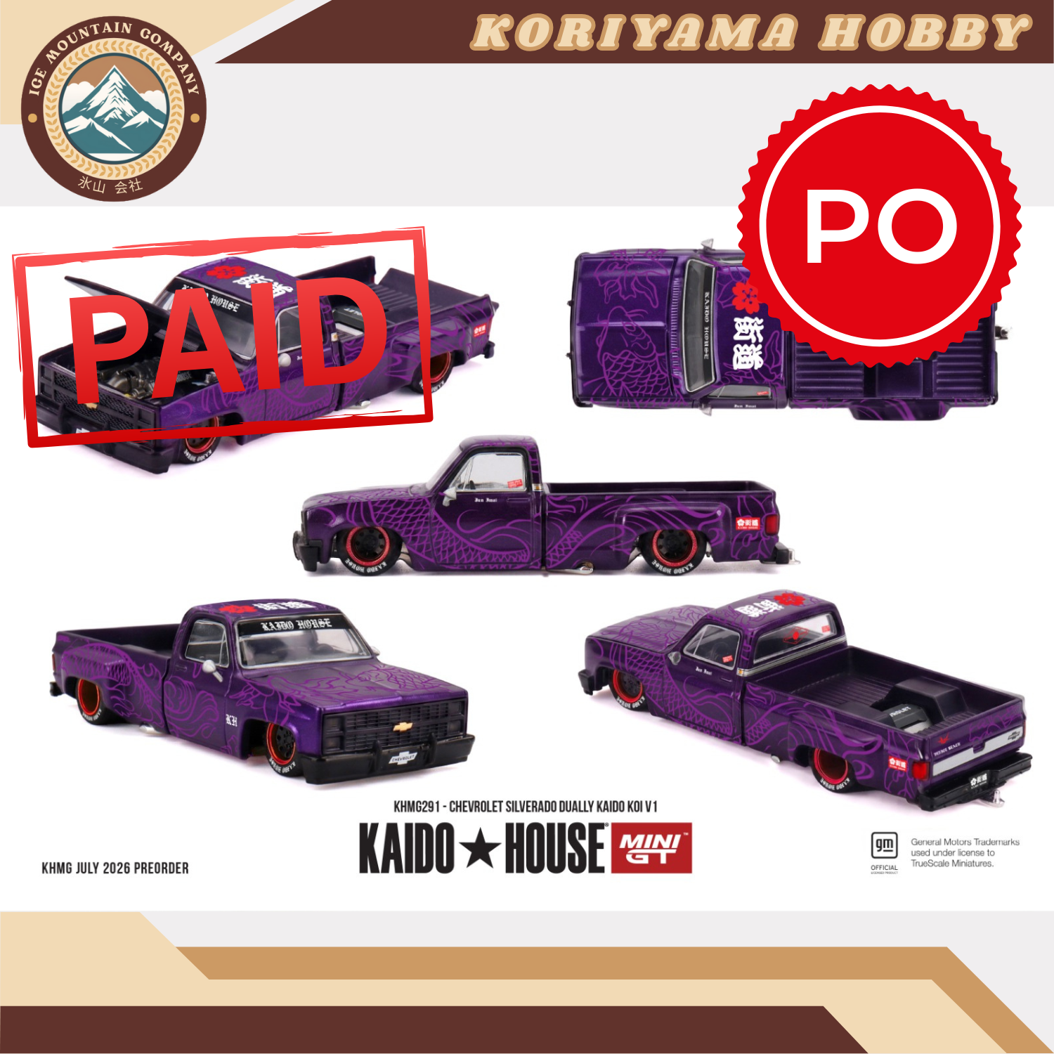 Mini GT Kaido House 291 Chevrolet Silverado Dually KAIDO Koi V1 MiniGT