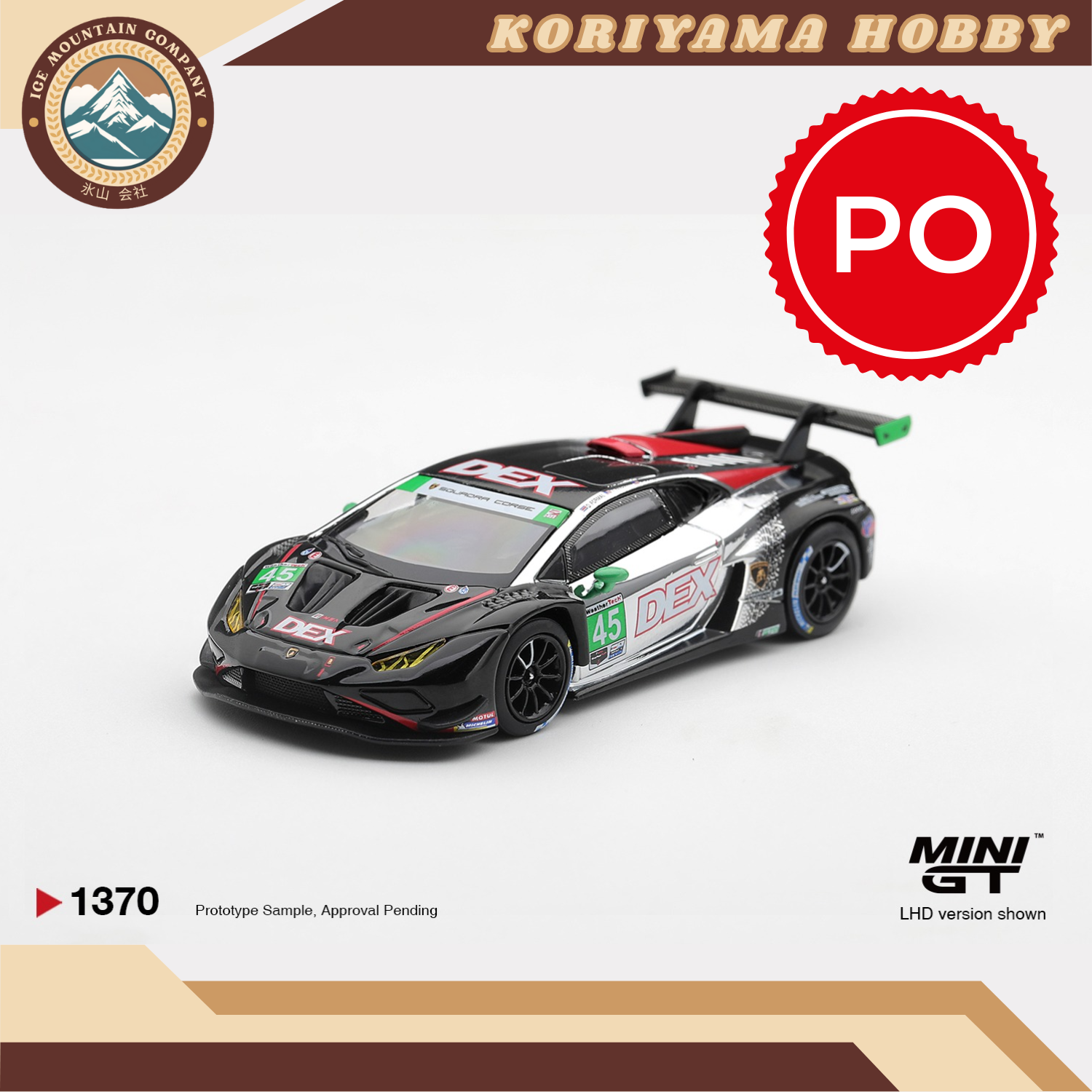 Mini GT 1370 Lamborghini Huracan GT3 EVO2 #45 DEX Wayne Taylor Racing 2025 IMSA Chevrolet Grand Prix Class Winner MiniGT