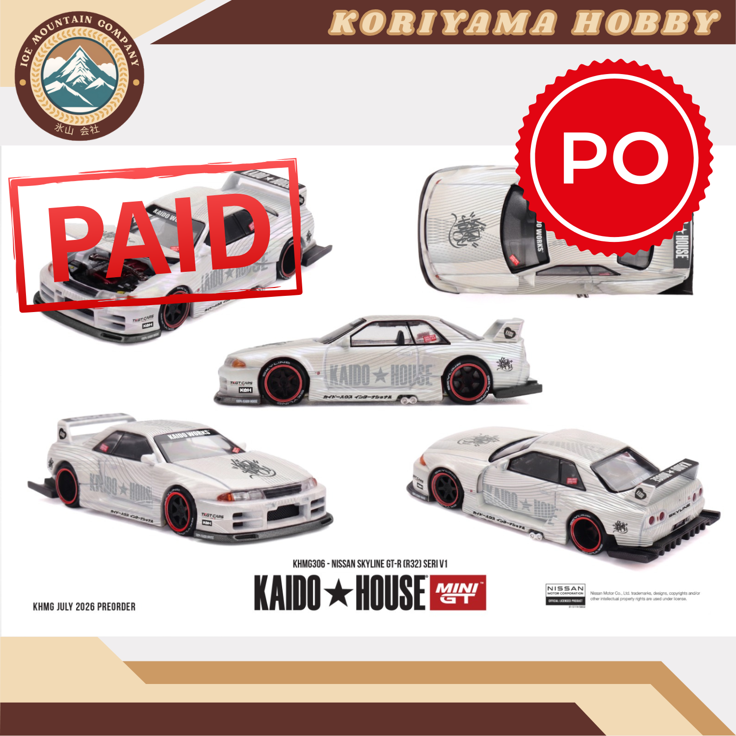 Mini GT Kaido House 306 Nissan Skyline GT-R (R32) SERI V1 MiniGT