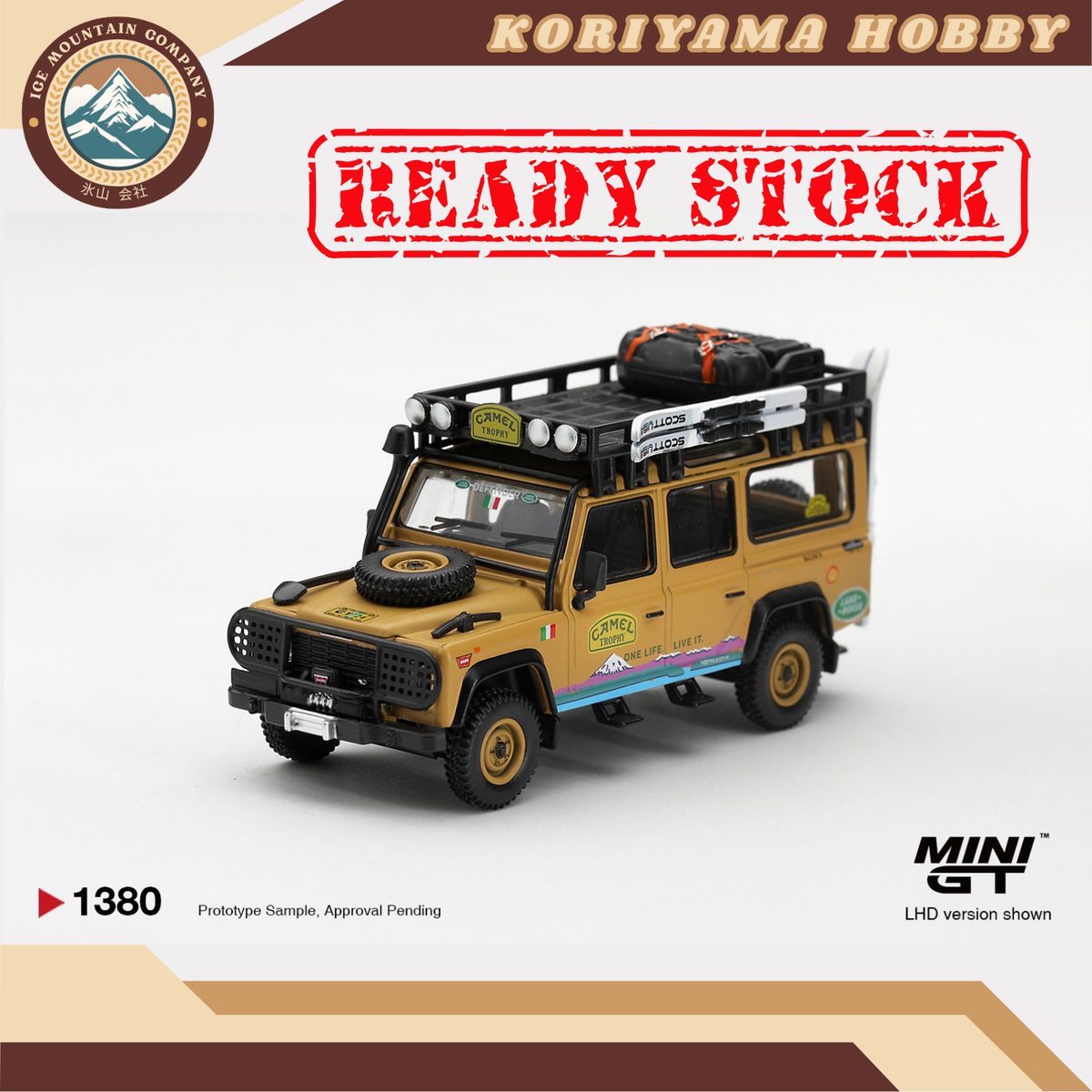 Mini GT 1380 Land Rover Defender 110 1998 Camel Trophy Tierra del Fuego CT.24 Italy MiniGT