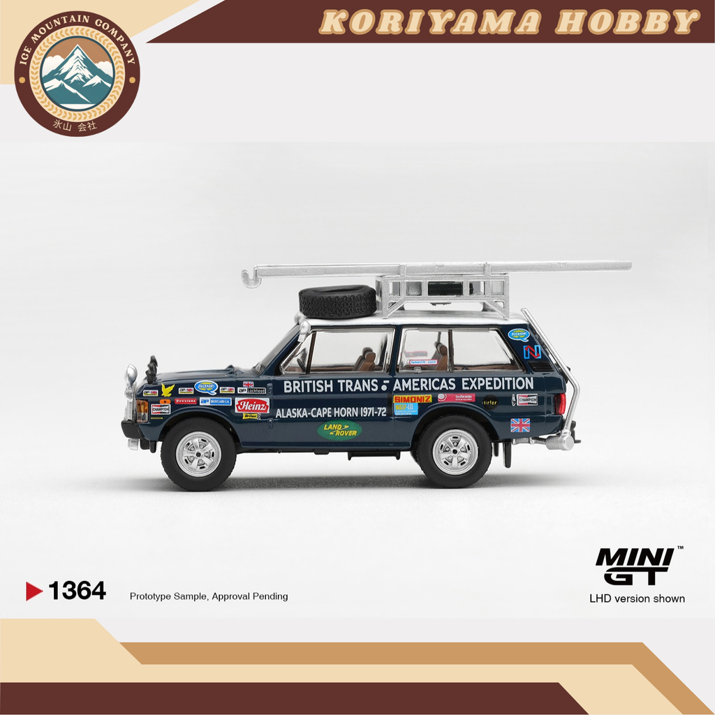 Mini GT 1364 Range Rover 1971 British Trans-Americas Expedition (VXC-765K) MiniGT