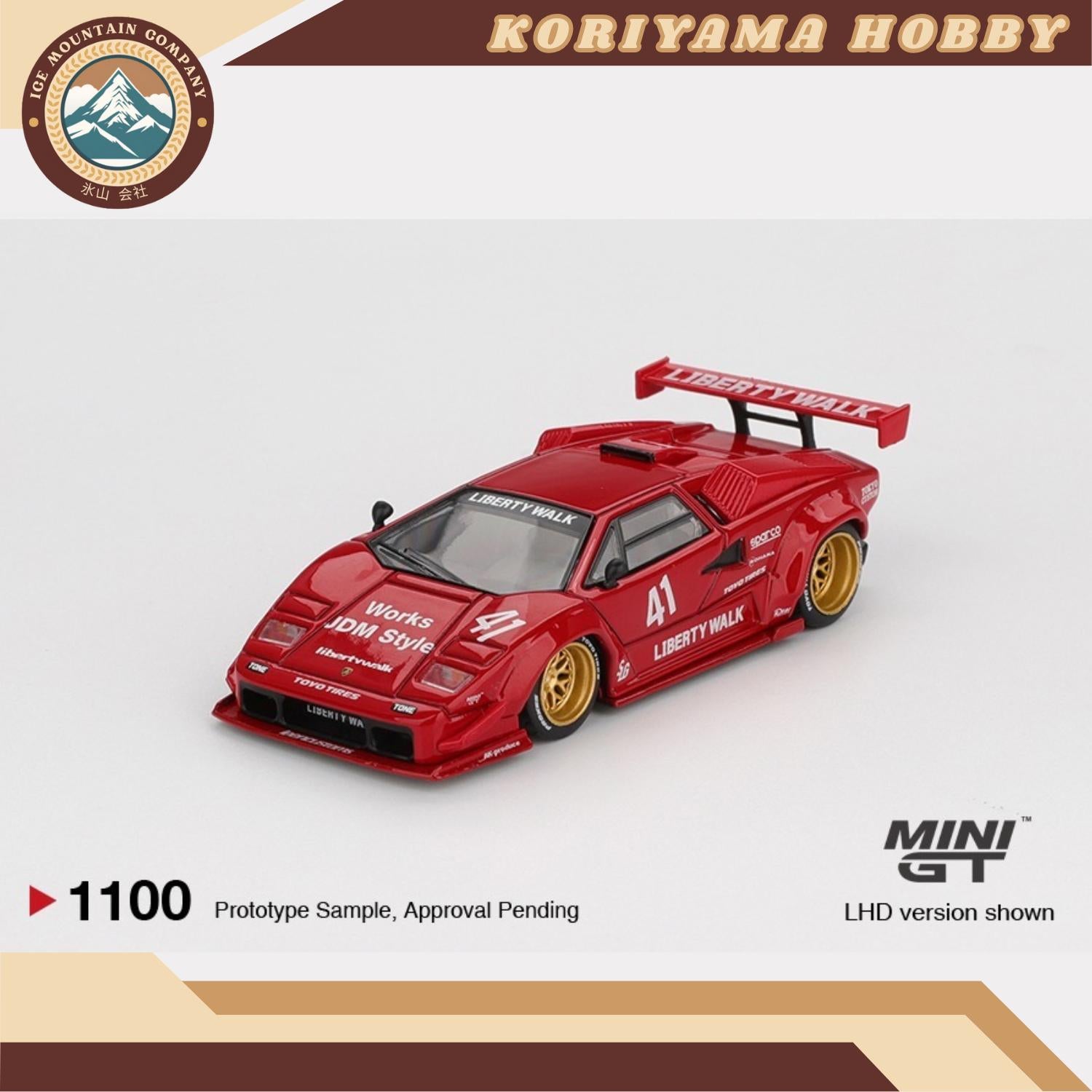Mini GT 1100 Lamborghini Countach LB-WORKS Red MiniGT