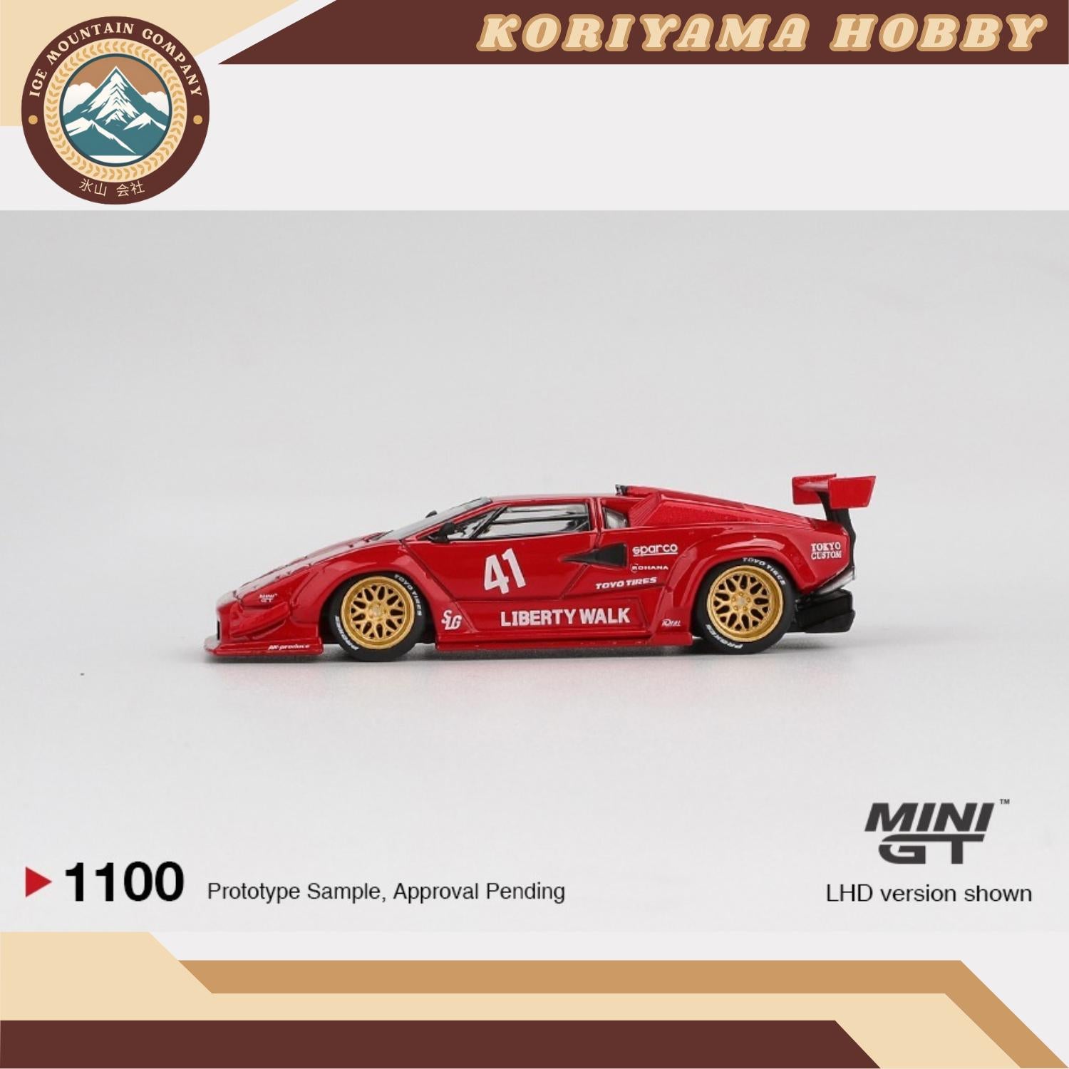 Mini GT 1100 Lamborghini Countach LB-WORKS Red MiniGT