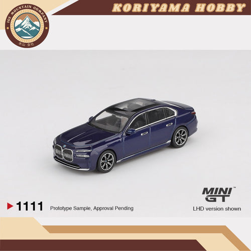 Mini GT 1111 BMW i7 xDrive60 Tanzanite Blue Metallic MiniGT