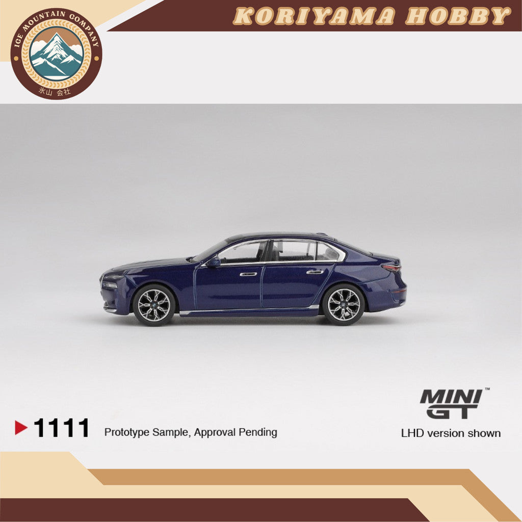 Mini GT 1111 BMW i7 xDrive60 Tanzanite Blue Metallic MiniGT