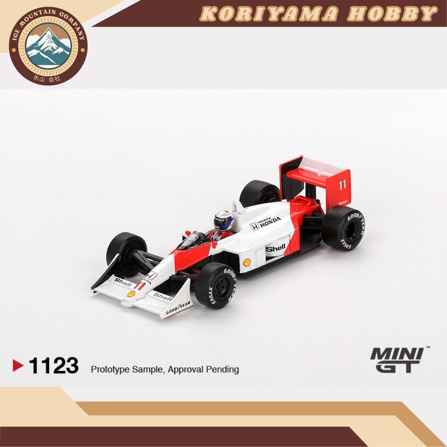 Mini GT 1123 McLaren MP4/4 #11 Alain Prost 1988 Japanese Grand Prix 2nd Place Box / Blister Packaging MiniGT