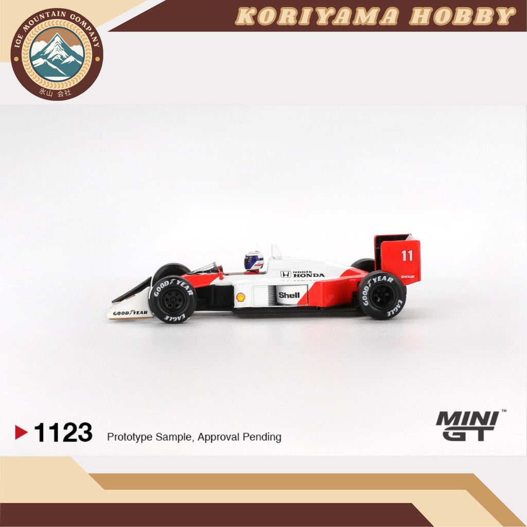 Mini GT 1123 McLaren MP4/4 #11 Alain Prost 1988 Japanese Grand Prix 2nd Place Box / Blister Packaging MiniGT