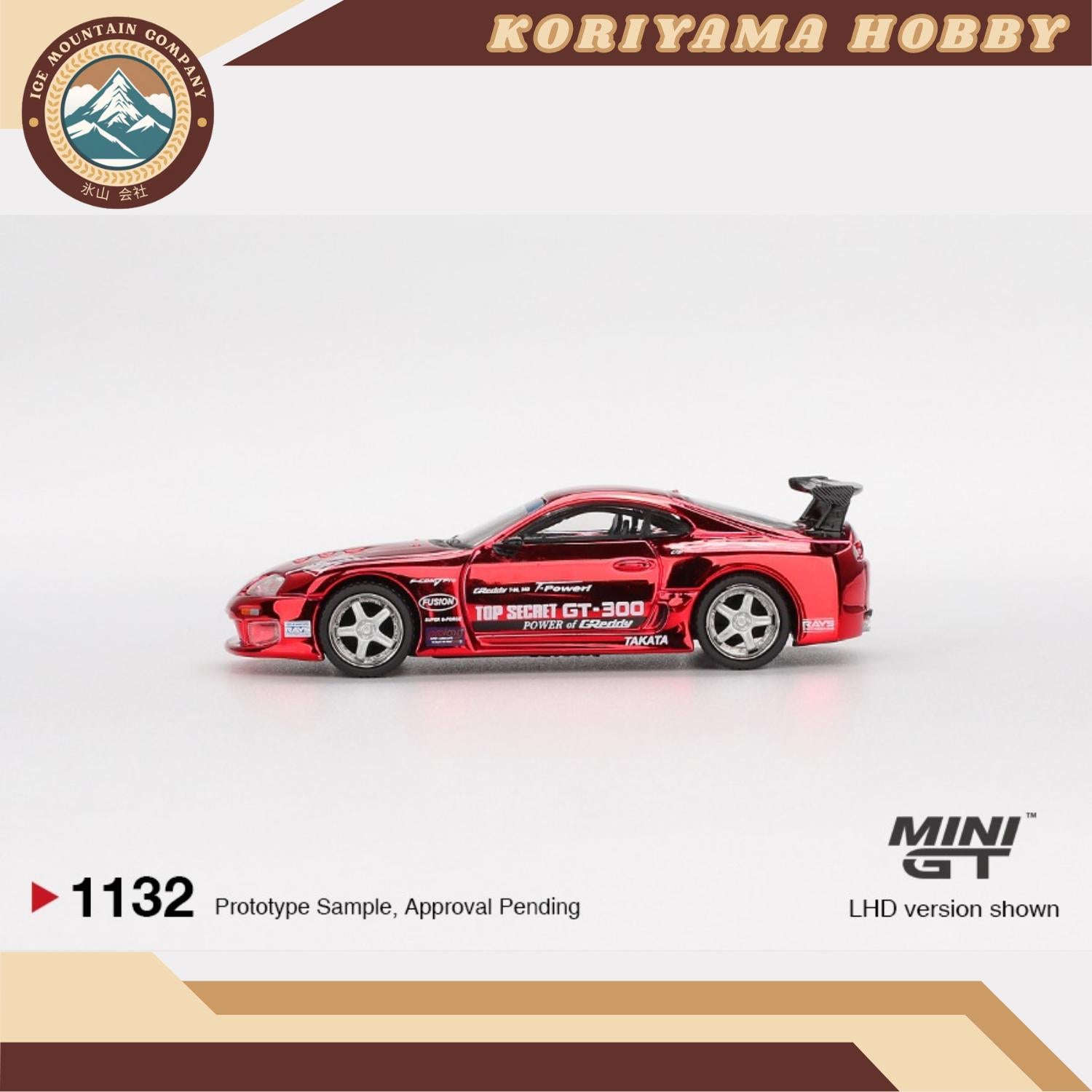 Mini GT 1132 Toyota Supra (A80) Top Secret GT-300 Top Secret Red Chrome MiniGT