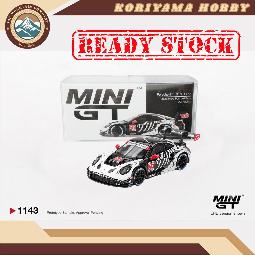Mini GT 1143 Porsche 911 GT3 R #77 AO Racing 2025 IMSA  Petit Le Mans MiniGT