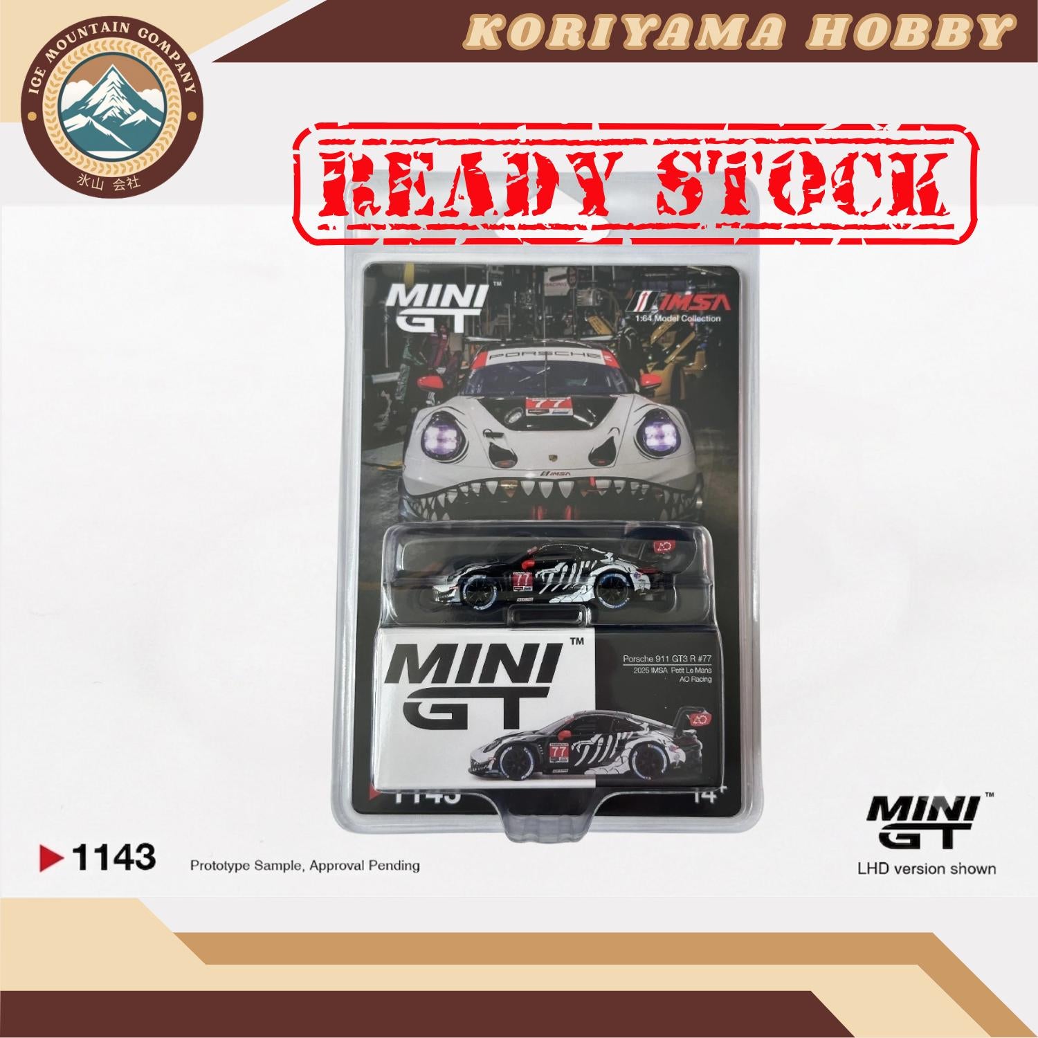 Mini GT 1143 Porsche 911 GT3 R #77 AO Racing 2025 IMSA  Petit Le Mans MiniGT