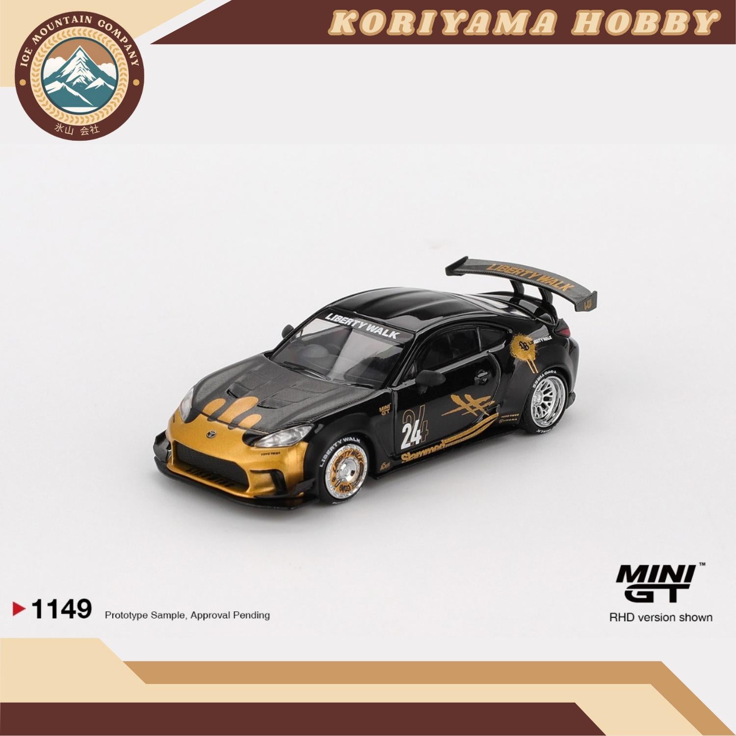 Mini GT 1149 Toyota GR86 LB Nation Black / Gold MiniGT