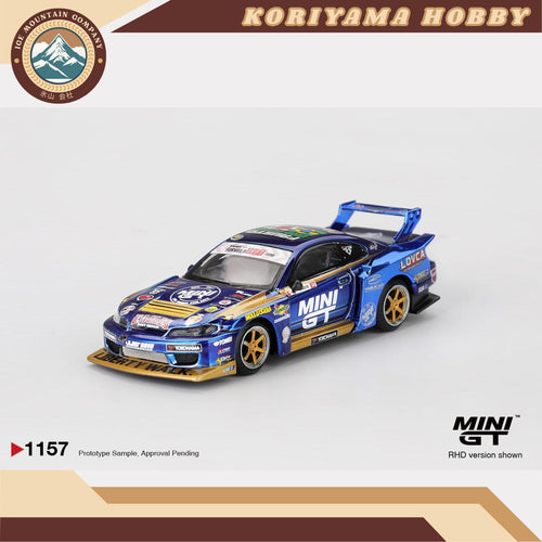 Mini GT 1157 Nissan LB-Super Silhouette S15 SILVIA #555 Team MINI GT Liberty Walk 2025 Formula Drift Box/Blister packaging