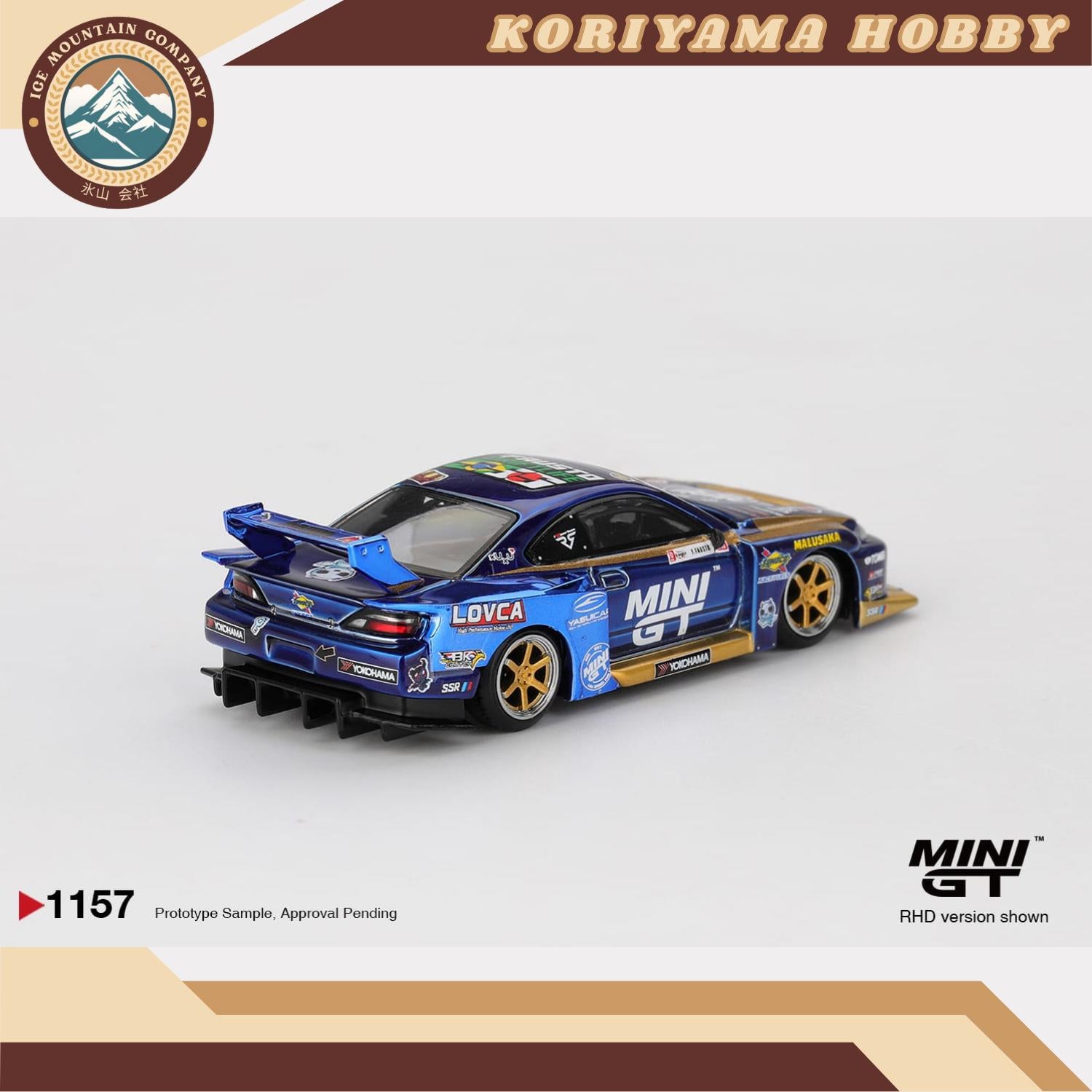 Mini GT 1157 Nissan LB-Super Silhouette S15 SILVIA #555 Team MINI GT Liberty Walk 2025 Formula Drift Box/Blister packaging