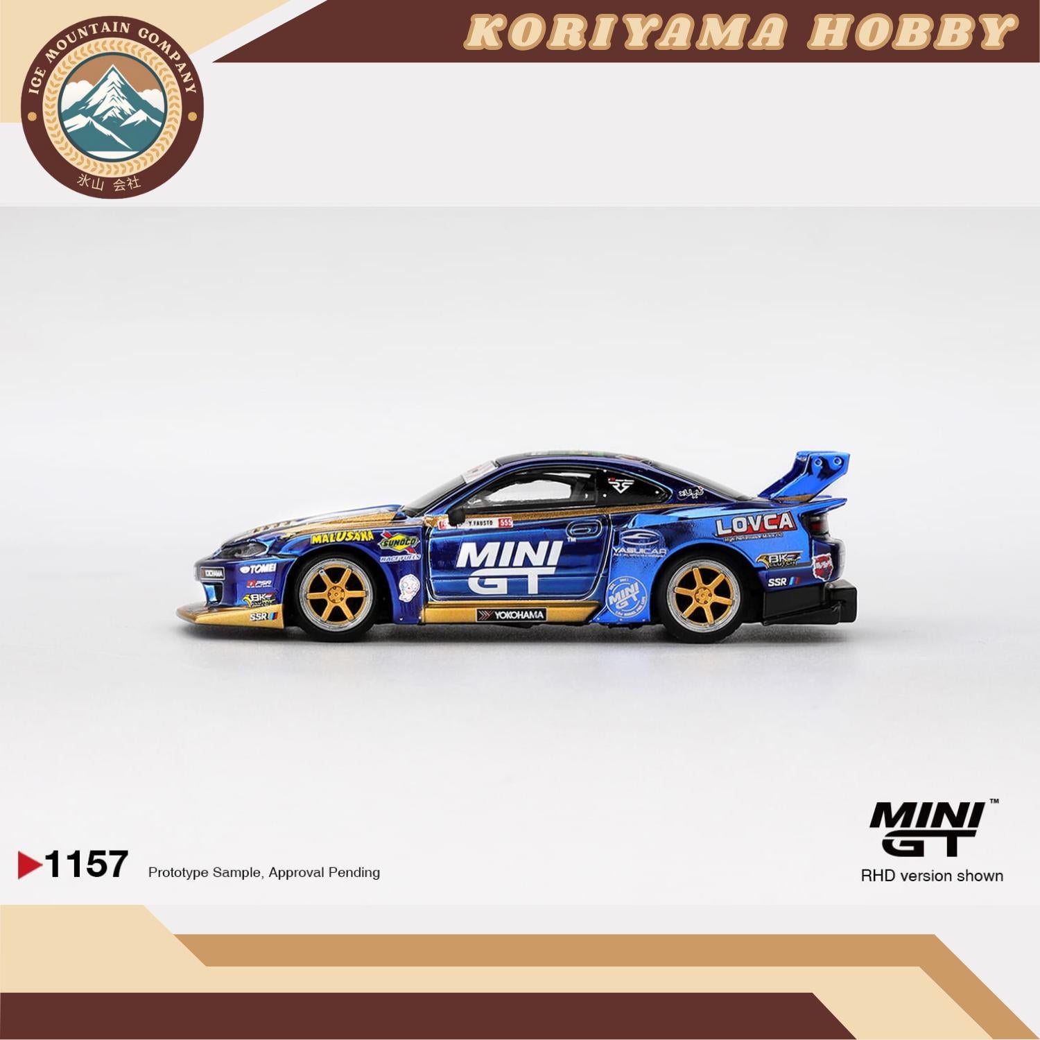 Mini GT 1157 Nissan LB-Super Silhouette S15 SILVIA #555 Team MINI GT Liberty Walk 2025 Formula Drift Box/Blister packaging