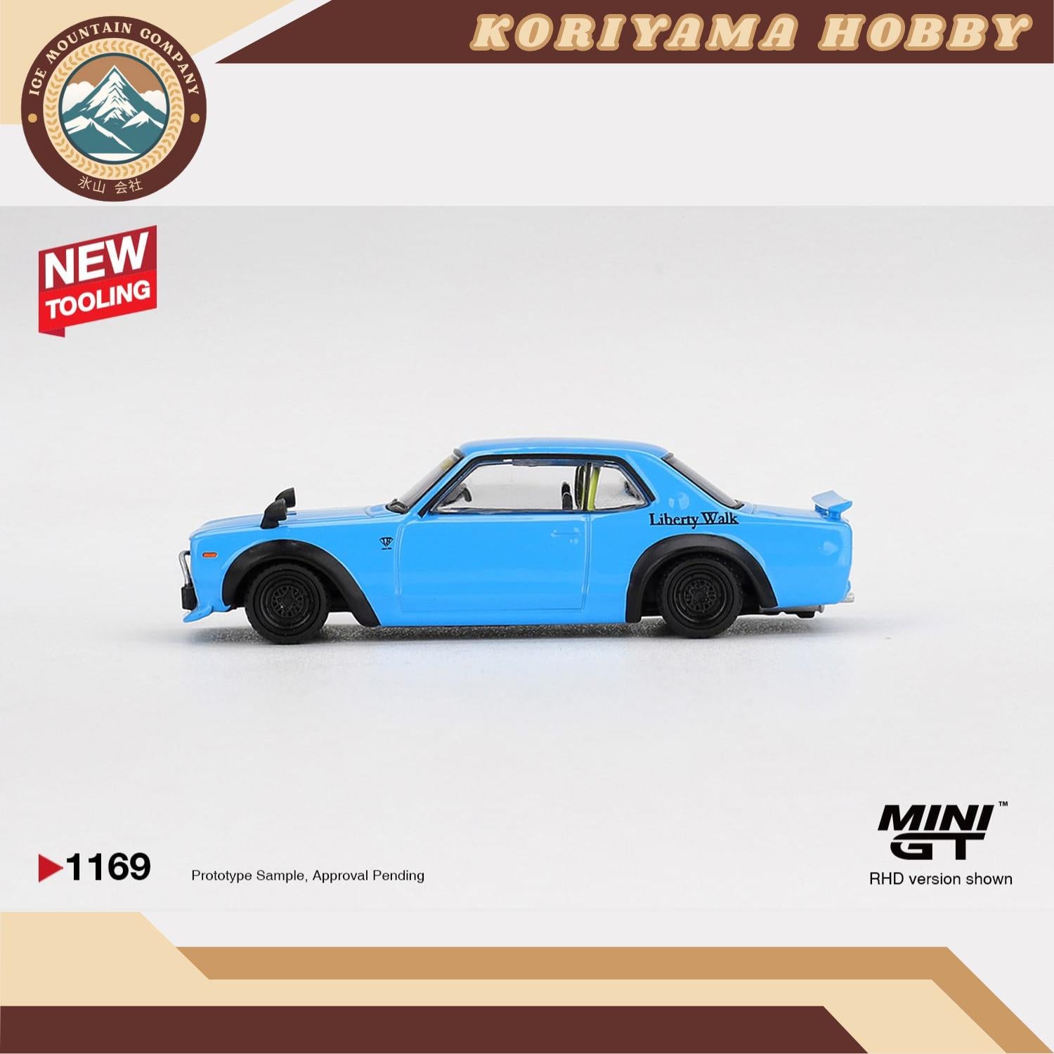 Mini GT 1169 Nissan LB Works HAKOSUKA Baby Blue MiniGT