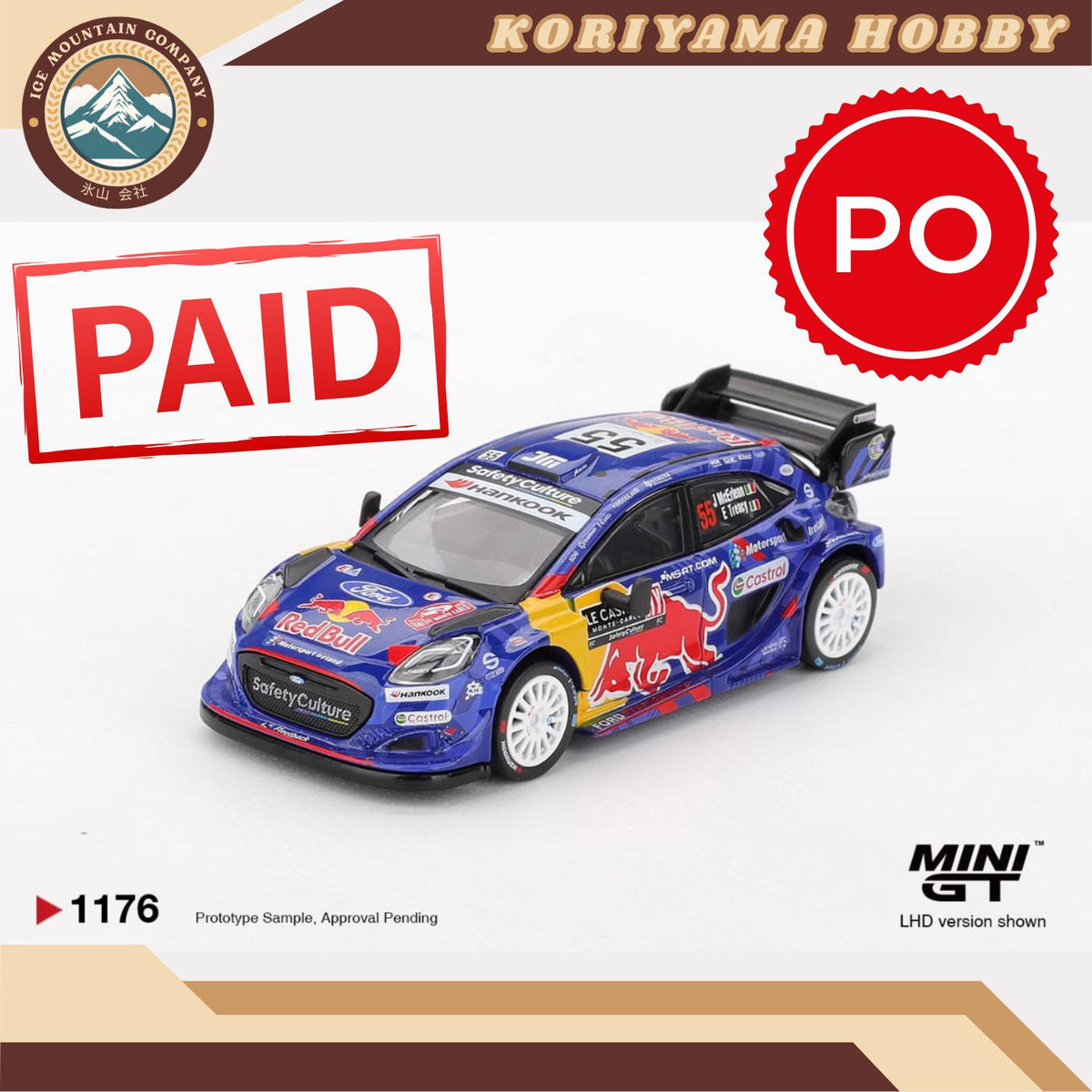 Mini GT 1176 Ford Puma Rally1 #55 M-Sport Ford WRT 2025 Rally Monte-Carlo MiniGT