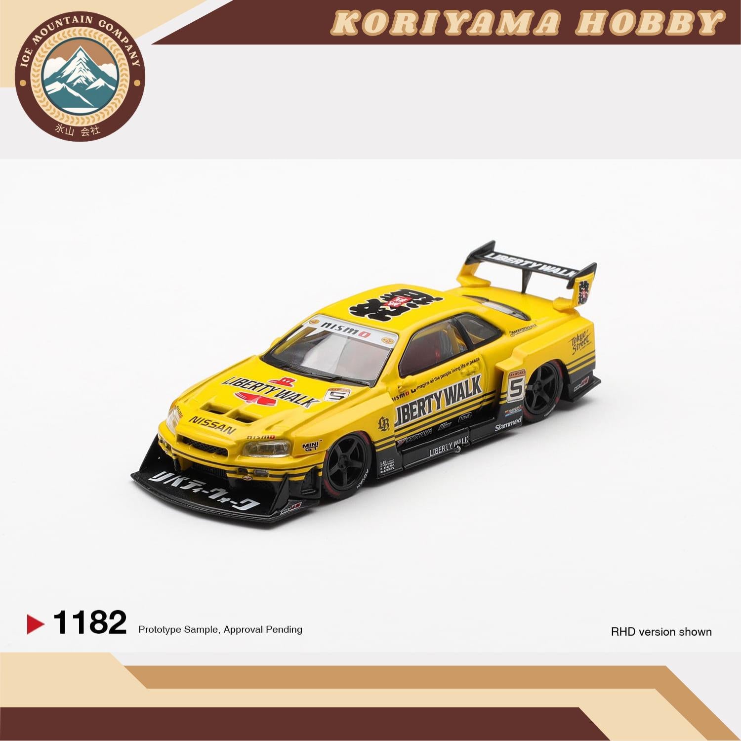 Mini GT 1182 Nissan LB-ER34 Super Silhouette SKYLINE Sport Yellow Box/Blister packaging MiniGT
