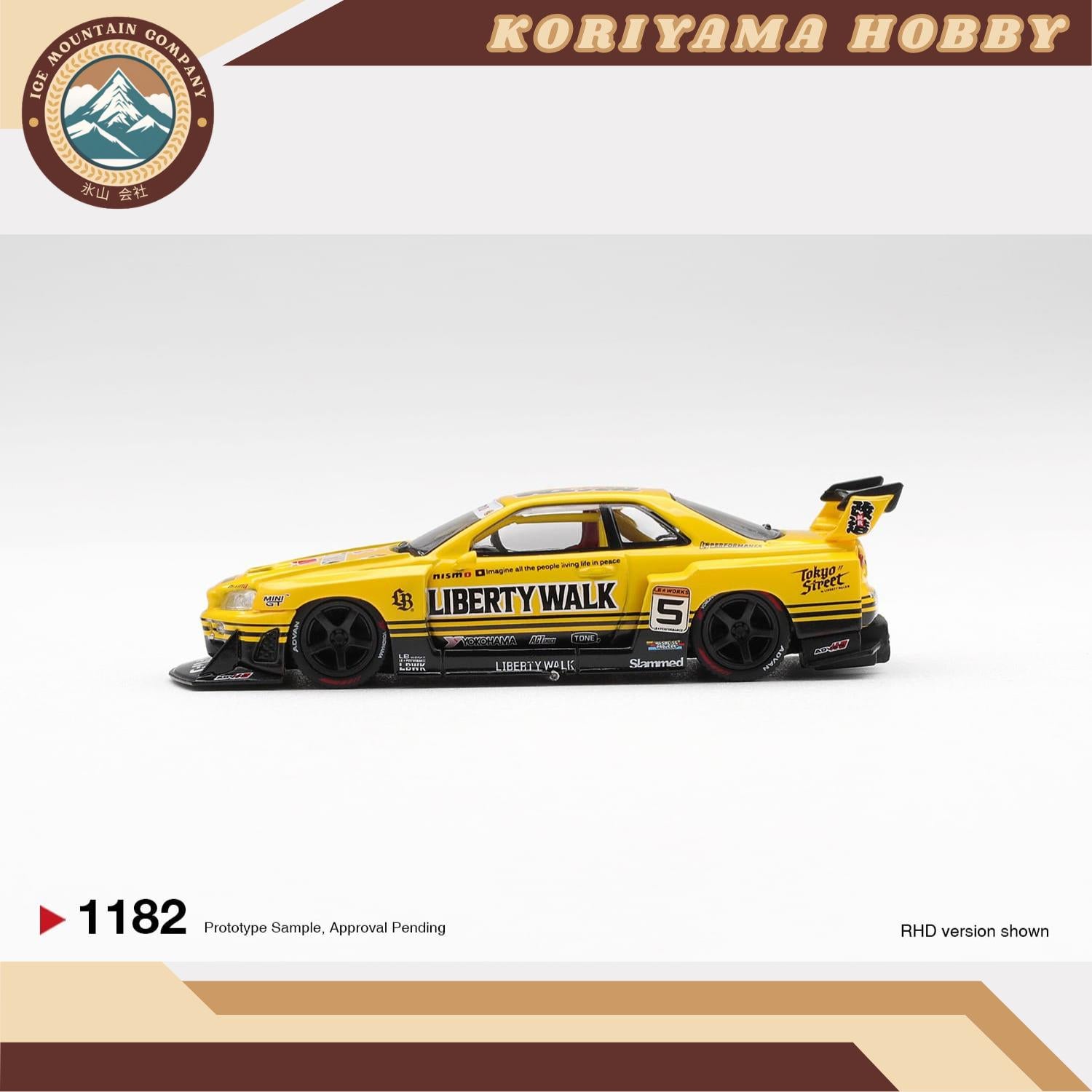 Mini GT 1182 Nissan LB-ER34 Super Silhouette SKYLINE Sport Yellow Box/Blister packaging MiniGT