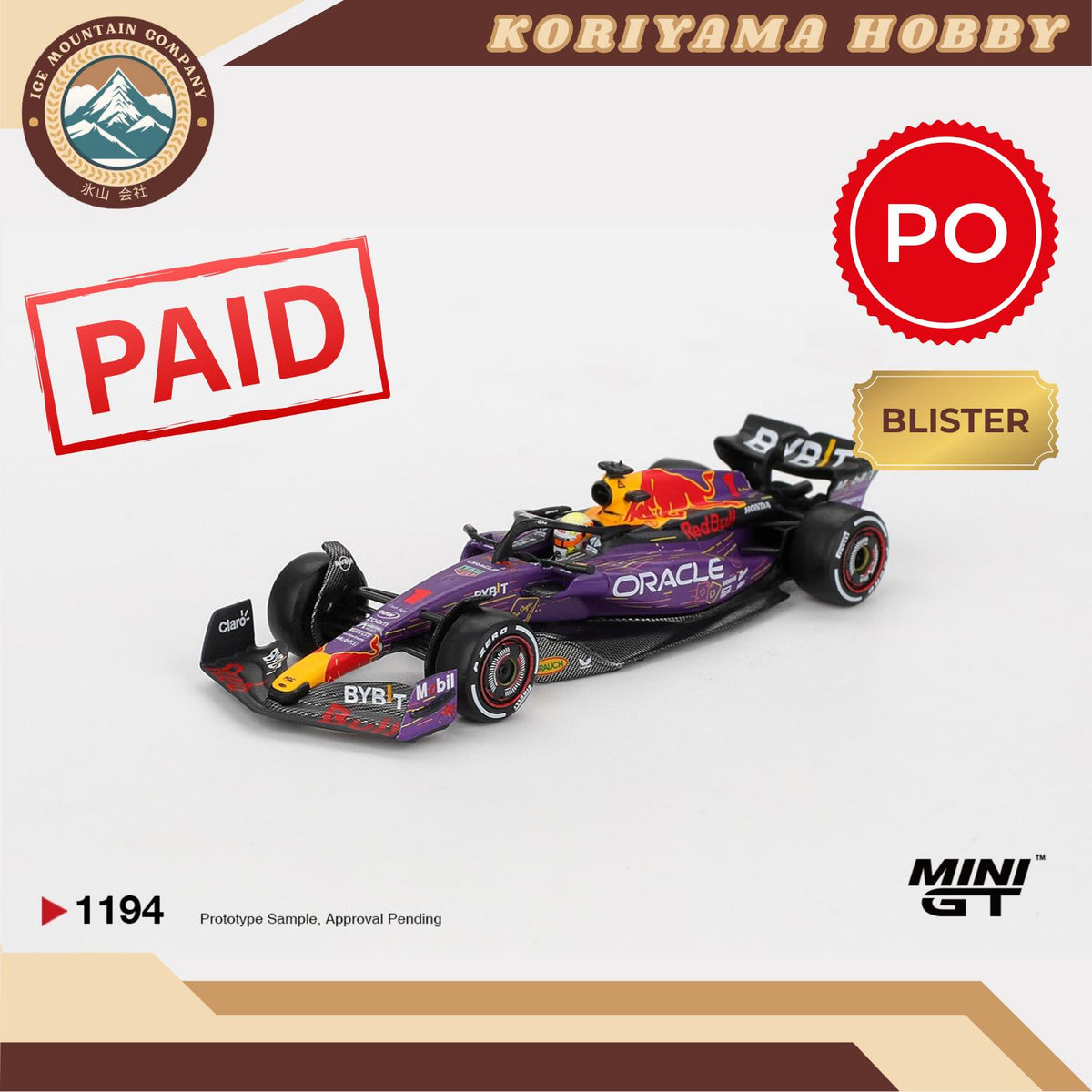 Mini GT 1194 Oracle Red Bull Racing RB19 #1 Max Verstappen 2023 F1 2023 Las Vegas GP Winner Box / Blister Packaging MiniGT