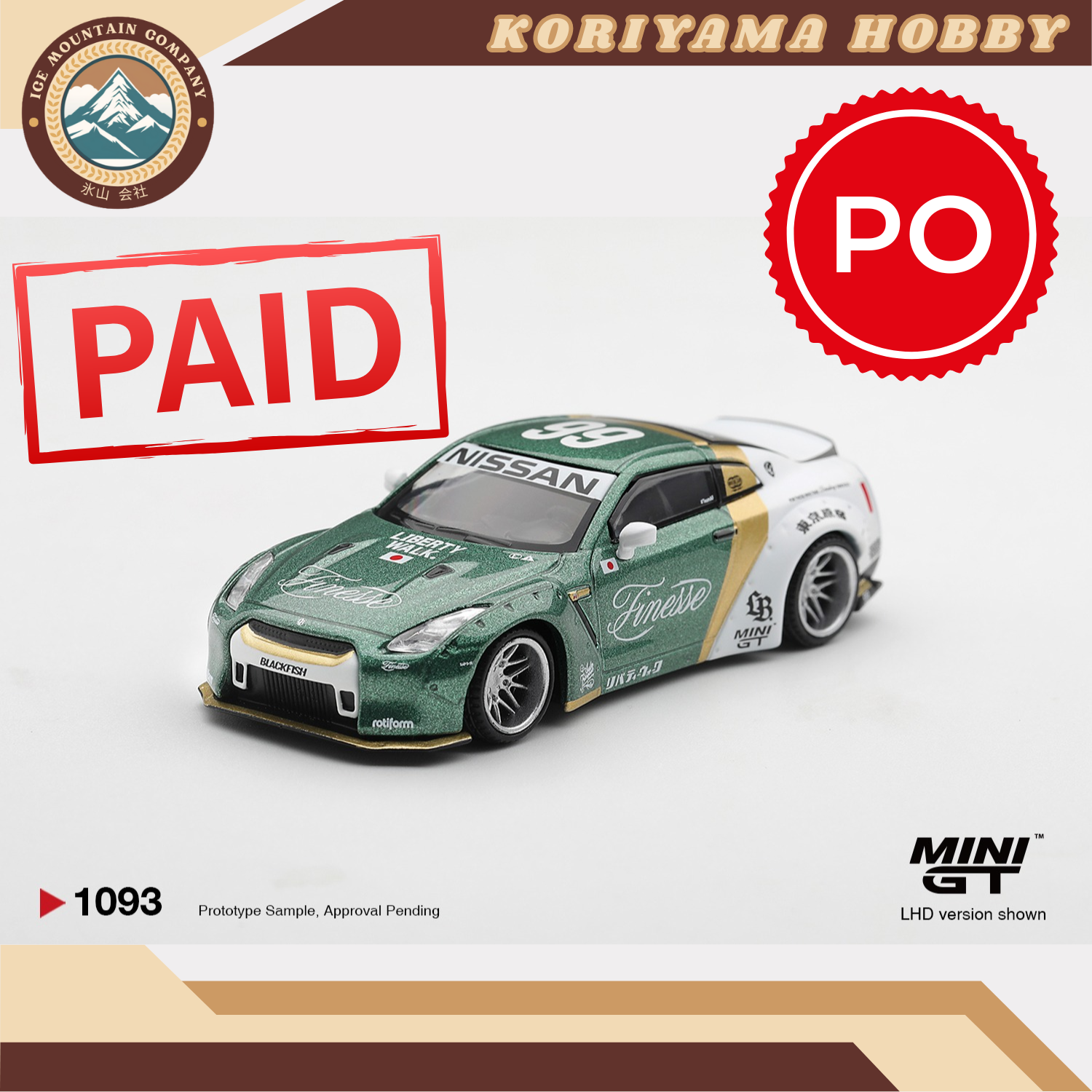 Mini GT 1093 Nissan GT-R (R35) LB★ WORKS Type 1, Custom Ducktail Auto Finesse MiniGT
