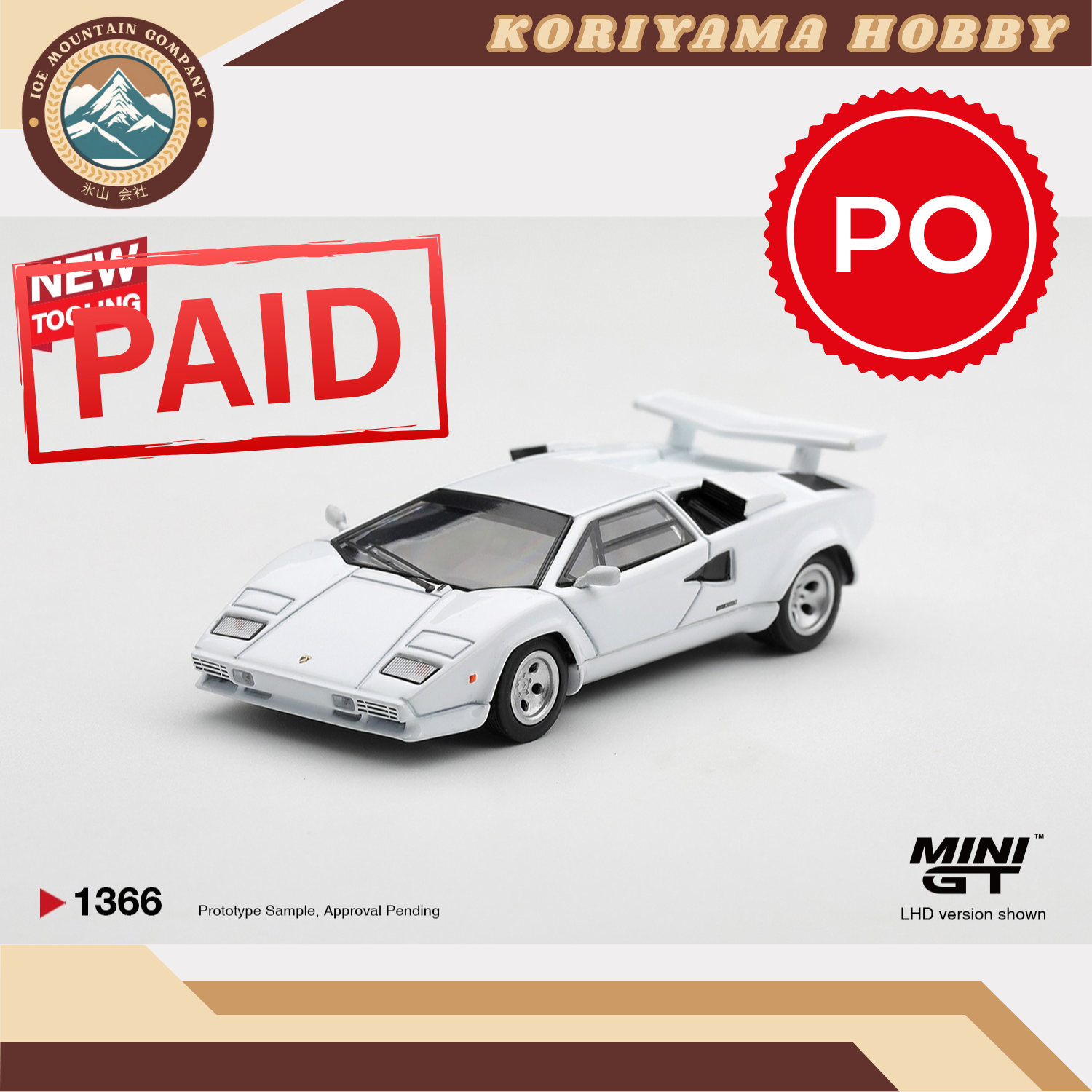 Mini GT 1366 Lamborghini Countach LP500S White MiniGT