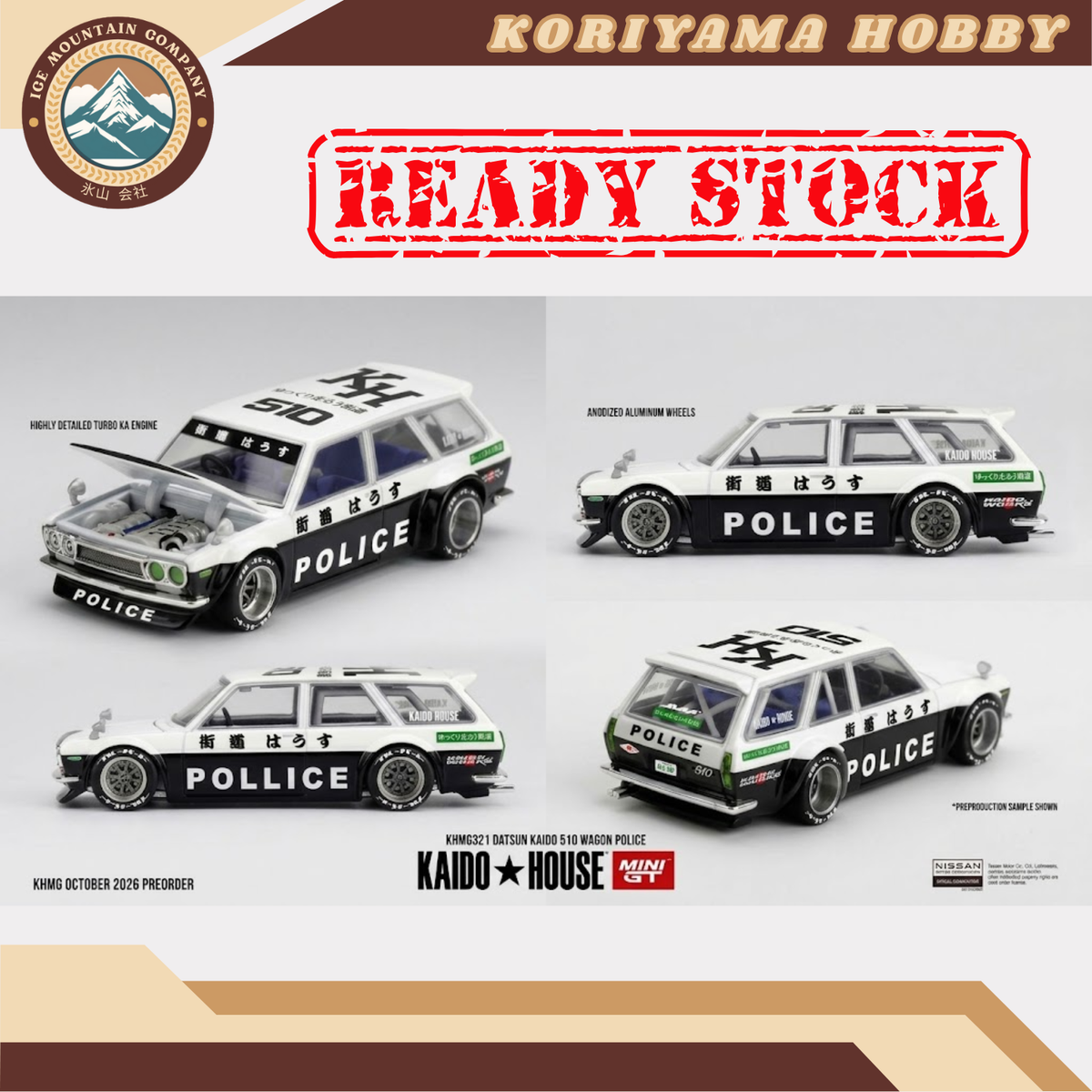 Mini GT Kaido House 321 Datsun KAIDO 510 Wagon Police MiniGT
