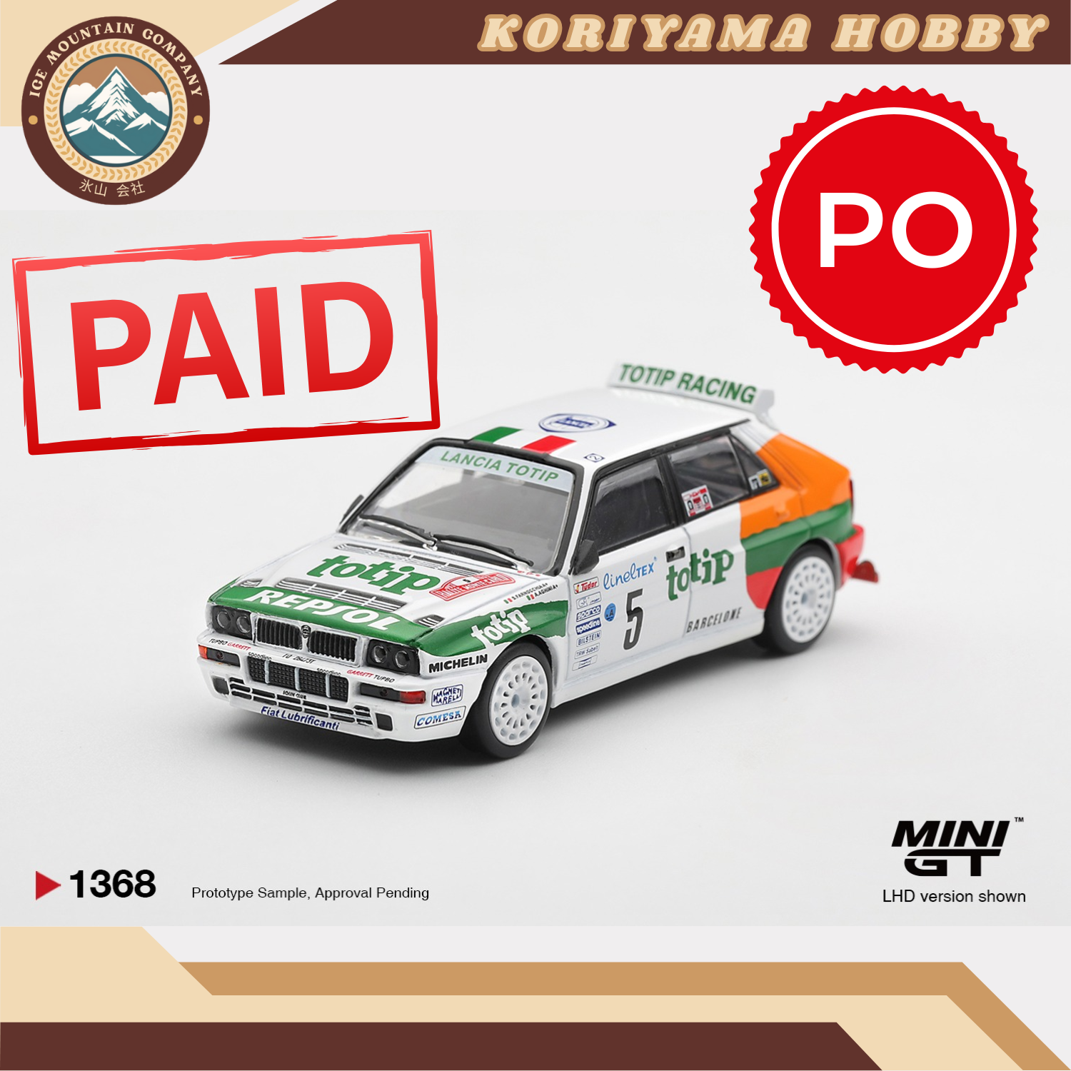 Mini GT 1368 Lancia Delta HF Integrale Evoluzione #5 1993 Rallye Monte-Carlo MiniGT