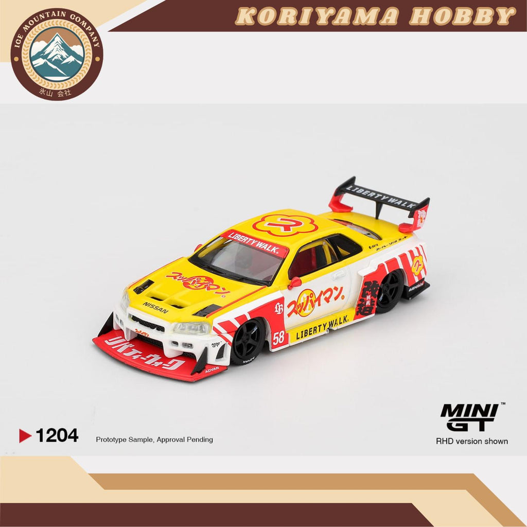 Mini GT 1204 Nissan LB-ER34 Super Silhouette  SKYLINE Suppaiman Okinawa Box / Blister packaging MiniGT