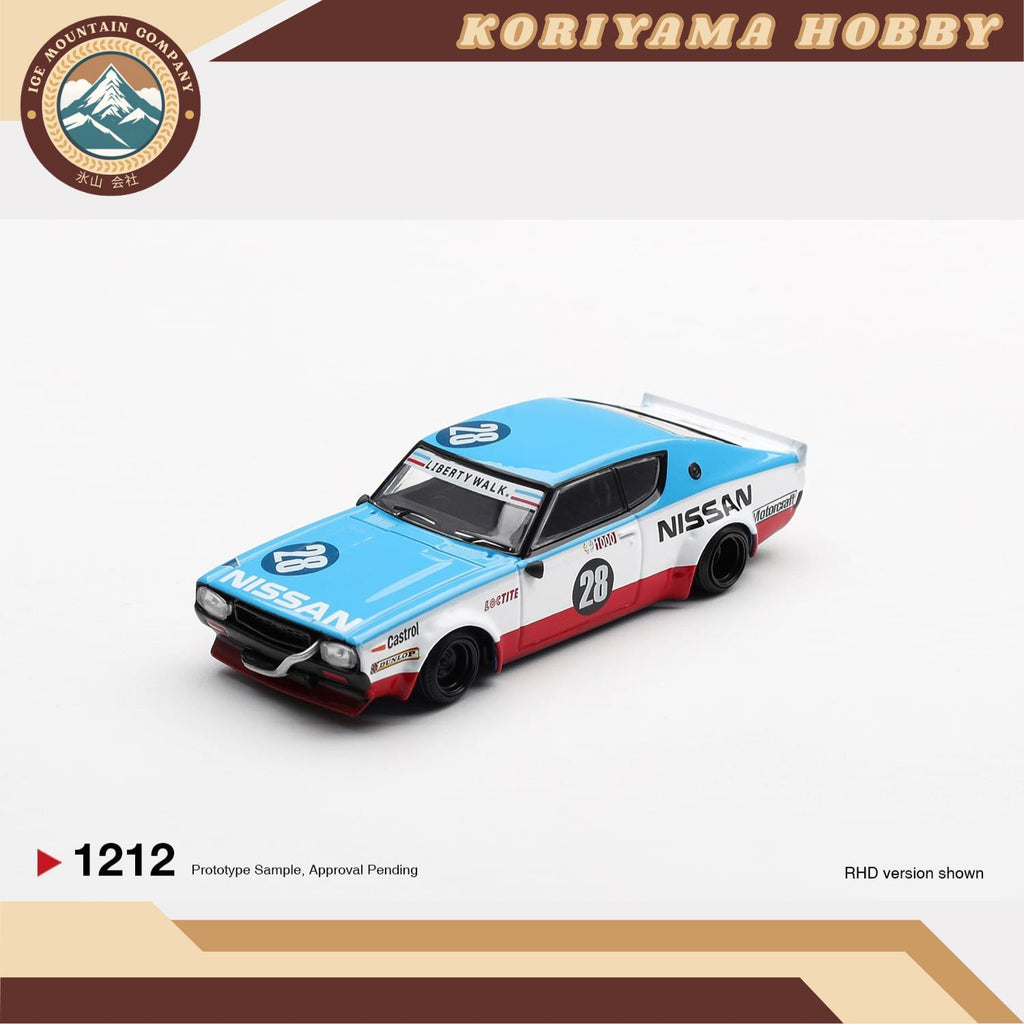 Mini GT 1212 Nissan Skyline Kenmeri Liberty Walk Nissan Racing '75 concept MiniGT