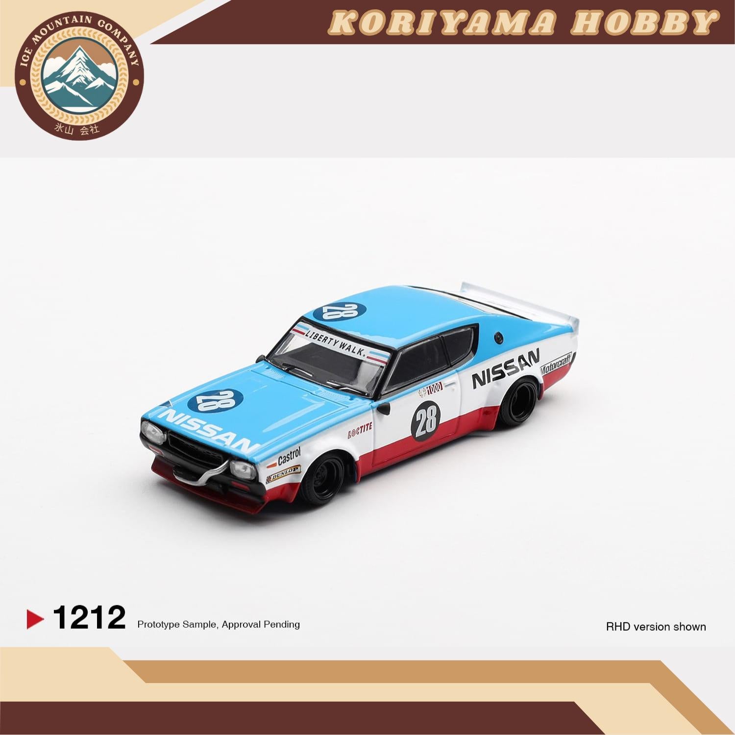 Mini GT 1212 Nissan Skyline Kenmeri Liberty Walk Nissan Racing '75 concept MiniGT