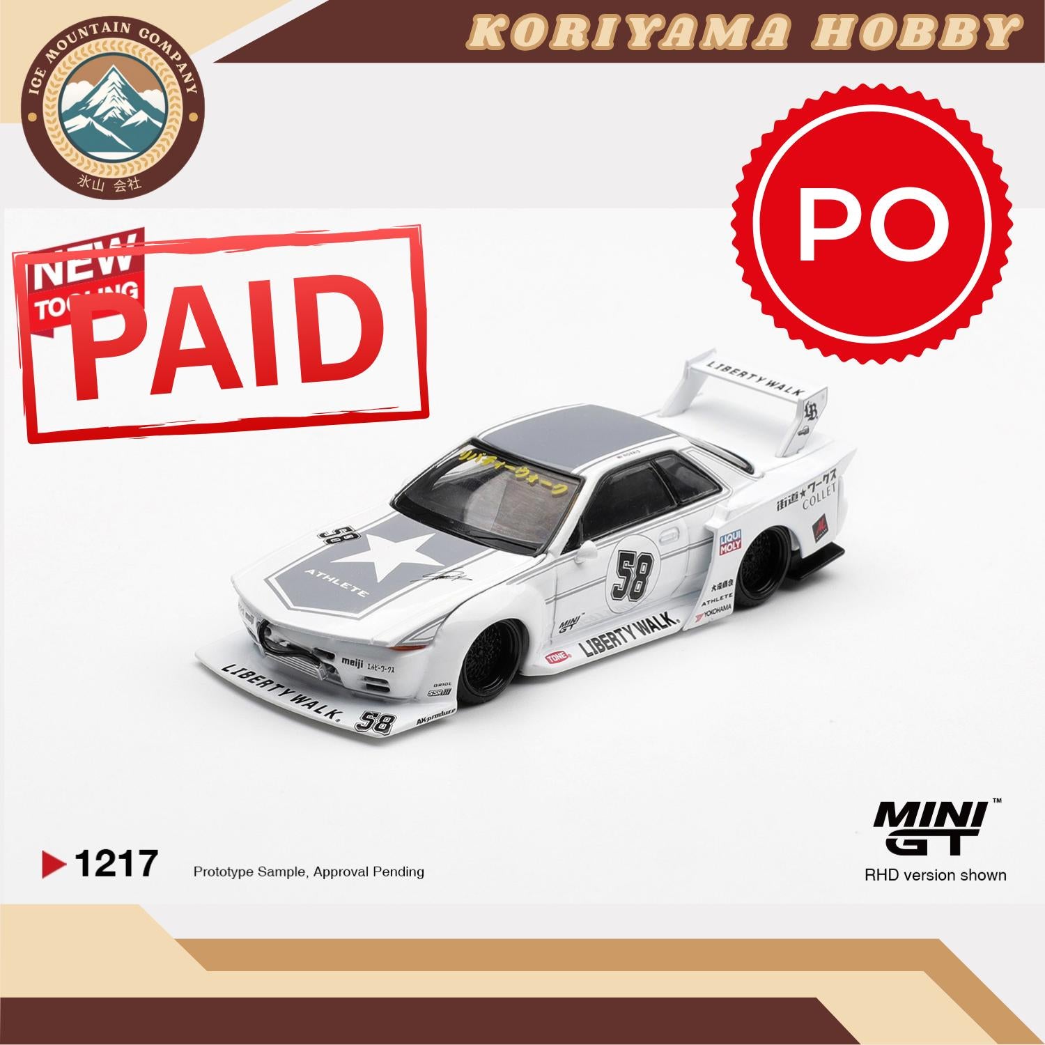 Mini GT 1217 Nissan GT-R32 LB-Kaido Works TAS 2025 Box / Blister packaging MiniGT