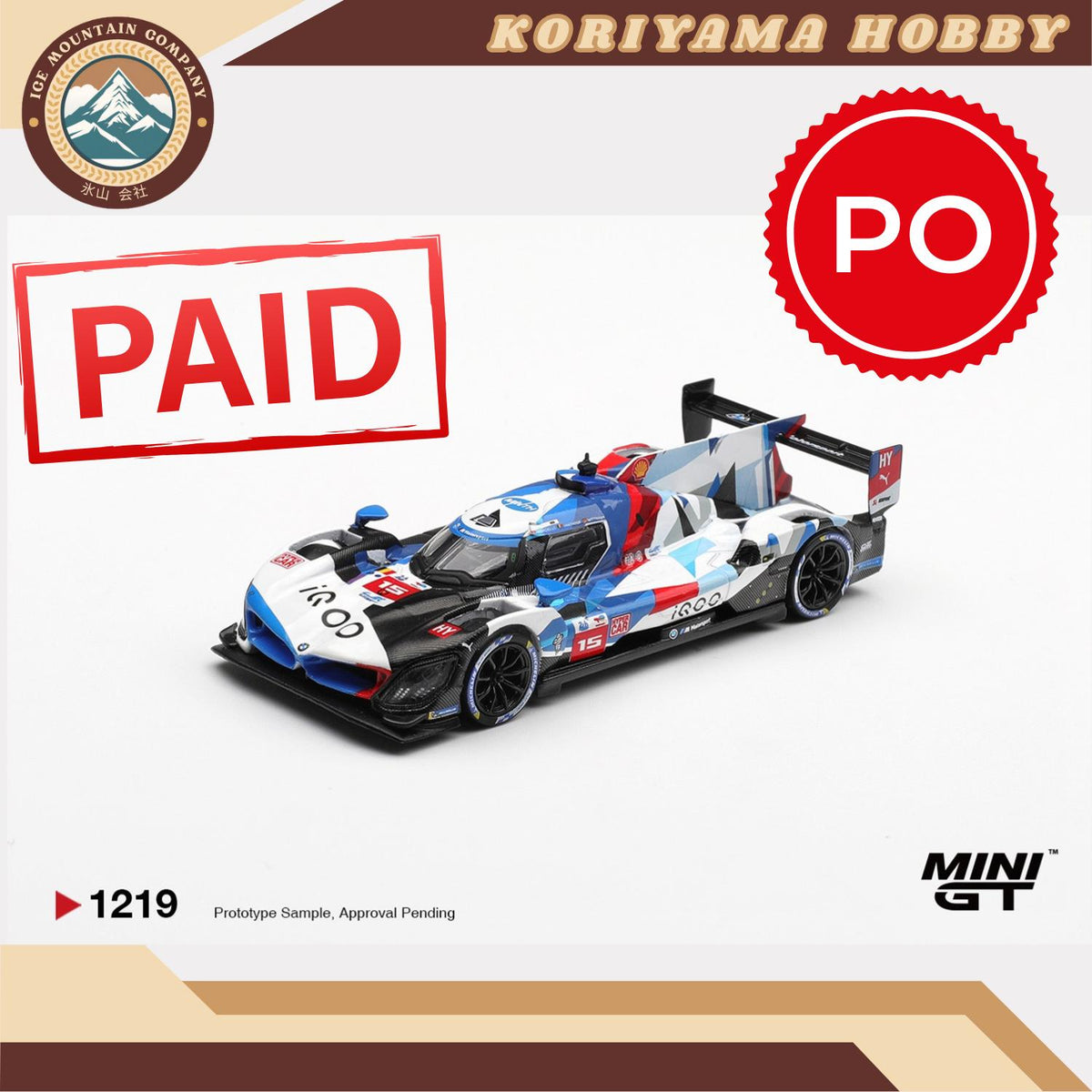 Mini GT 1219 BMW M Hybrid V8 Hypercar #15 BMW M TEAM WRT 2024 Le Mans 24 Hrs MiniGT