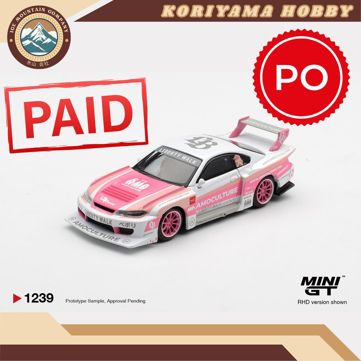 Mini GT 1239 Nissan SILVIA (S15) LB-Super Silhouette AMOCULTURE Box / Blister Packaging MiniGT