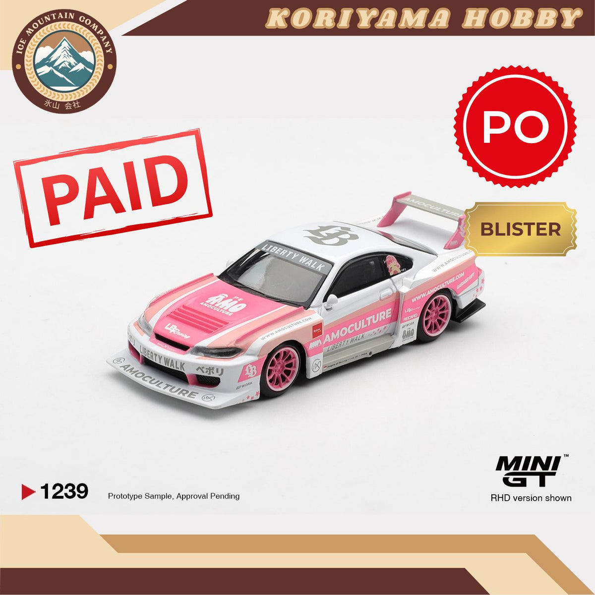 Mini GT 1239 Nissan SILVIA (S15) LB-Super Silhouette AMOCULTURE Box / Blister Packaging MiniGT