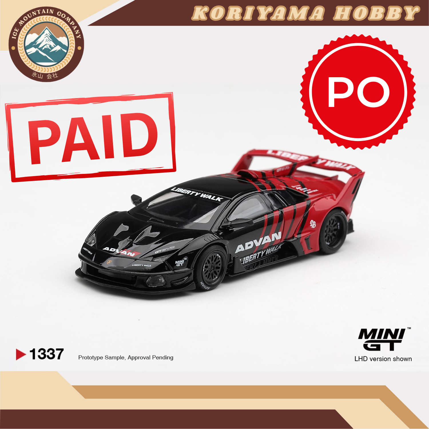 Mini GT 1337 Lamborghini LB-Silhouette WORKS MURCIELAGO GT Evo Advan MiniGT