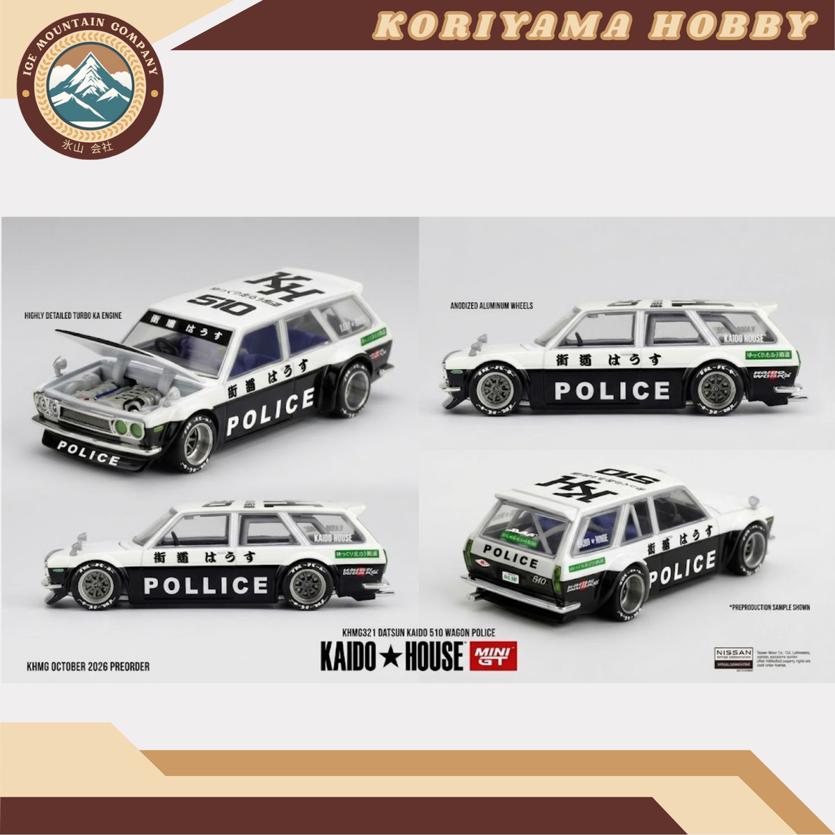 Mini GT Kaido House 321 Datsun KAIDO 510 Wagon Police MiniGT