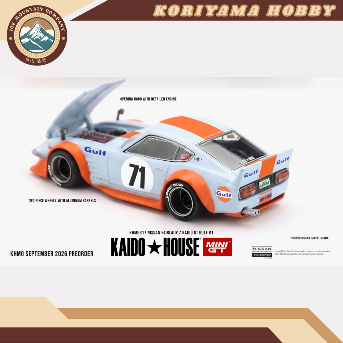 Mini GT Kaido House 317 Nissan Fairlady Z Kaido GT GULF V1 MiniGT