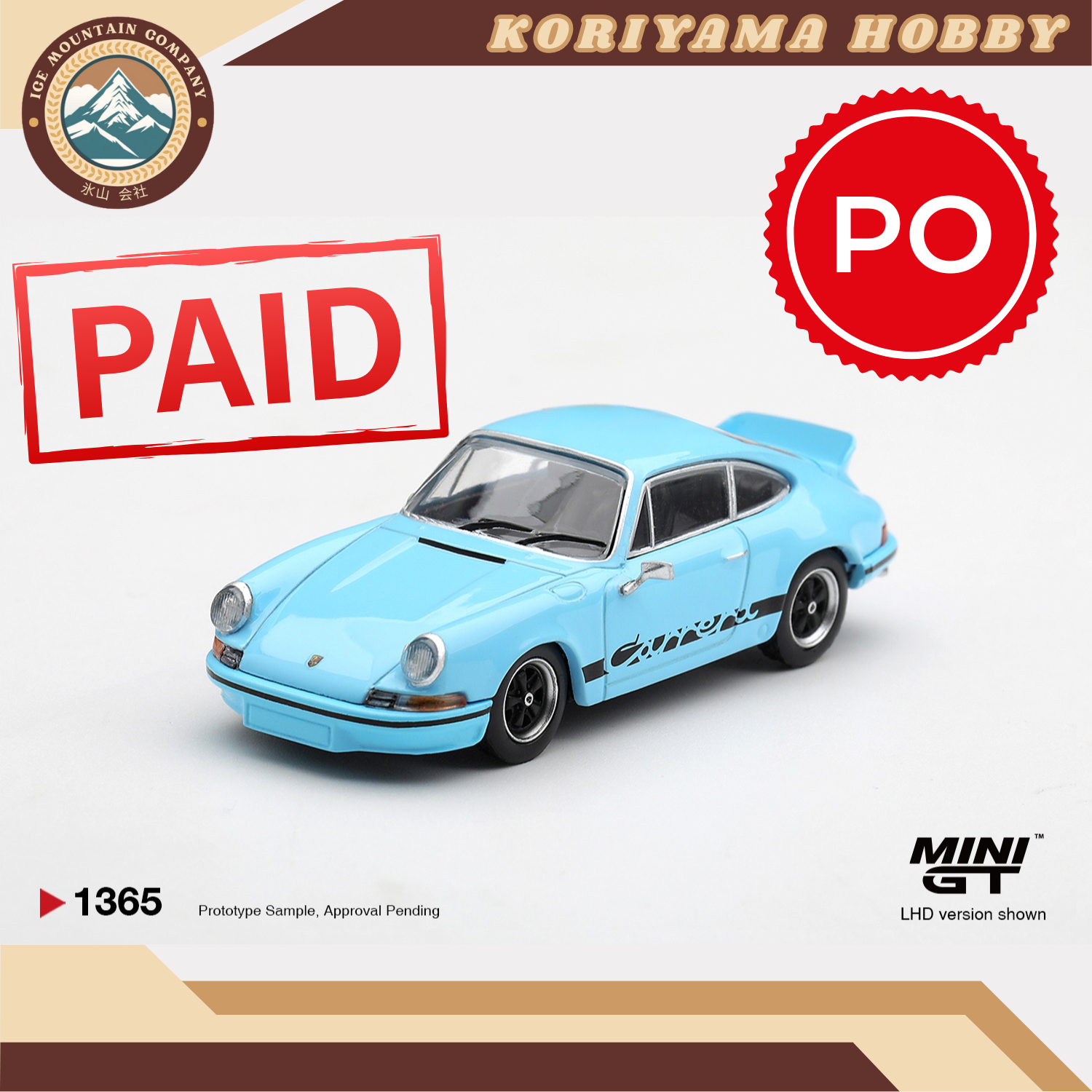 Mini GT 1365 Porsche 911 Carrera RS 2.7 Gulf Blue with Black Livery MiniGT