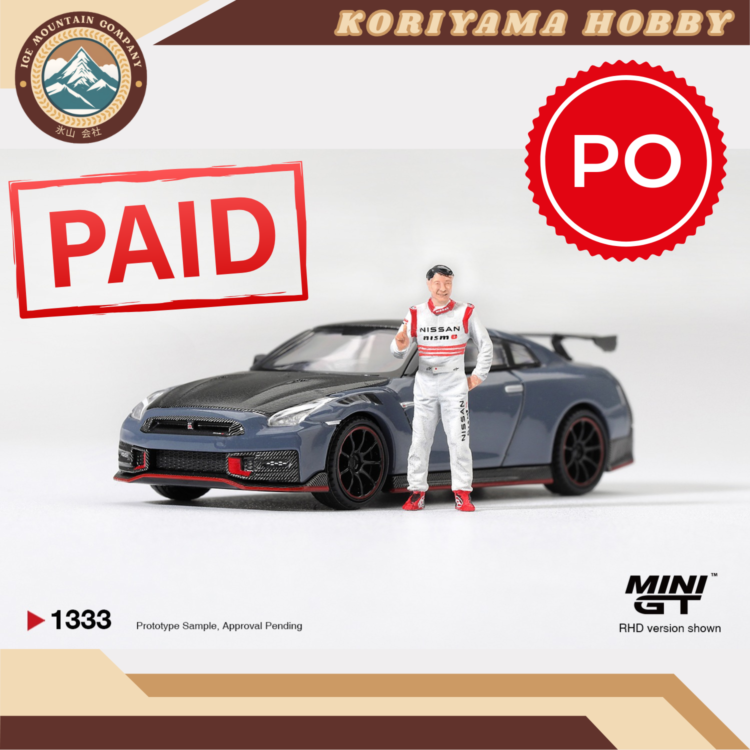 Mini GT 1333 Nissan GT-R Nismo 2024 Tsukuba Production Car Lap Record W / Matsuda Figure Tsugio Matsuda Collection MiniGT