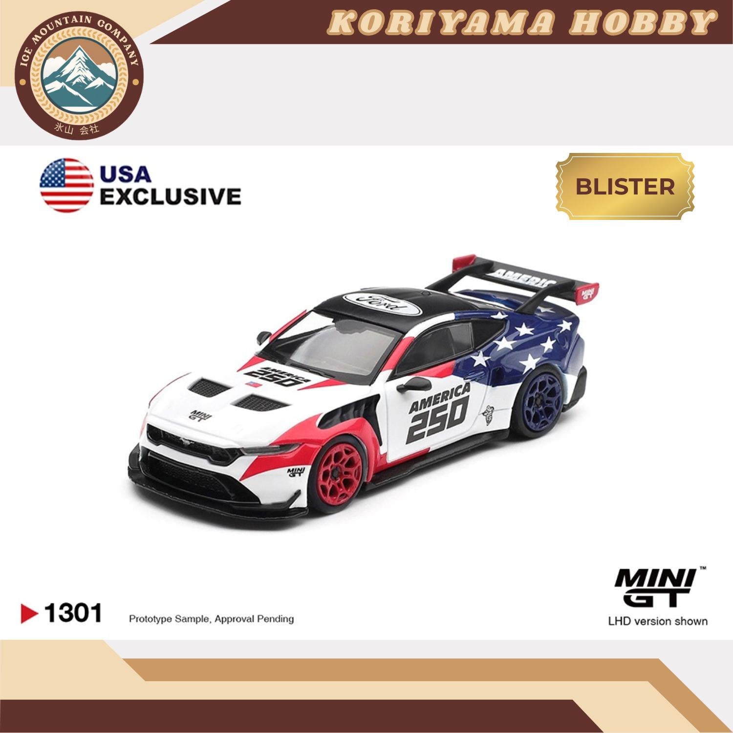 Mini GT 1301 Ford Mustang GTD  America 250  USA Exclusive  LHD / Blister Packaging MiniGT