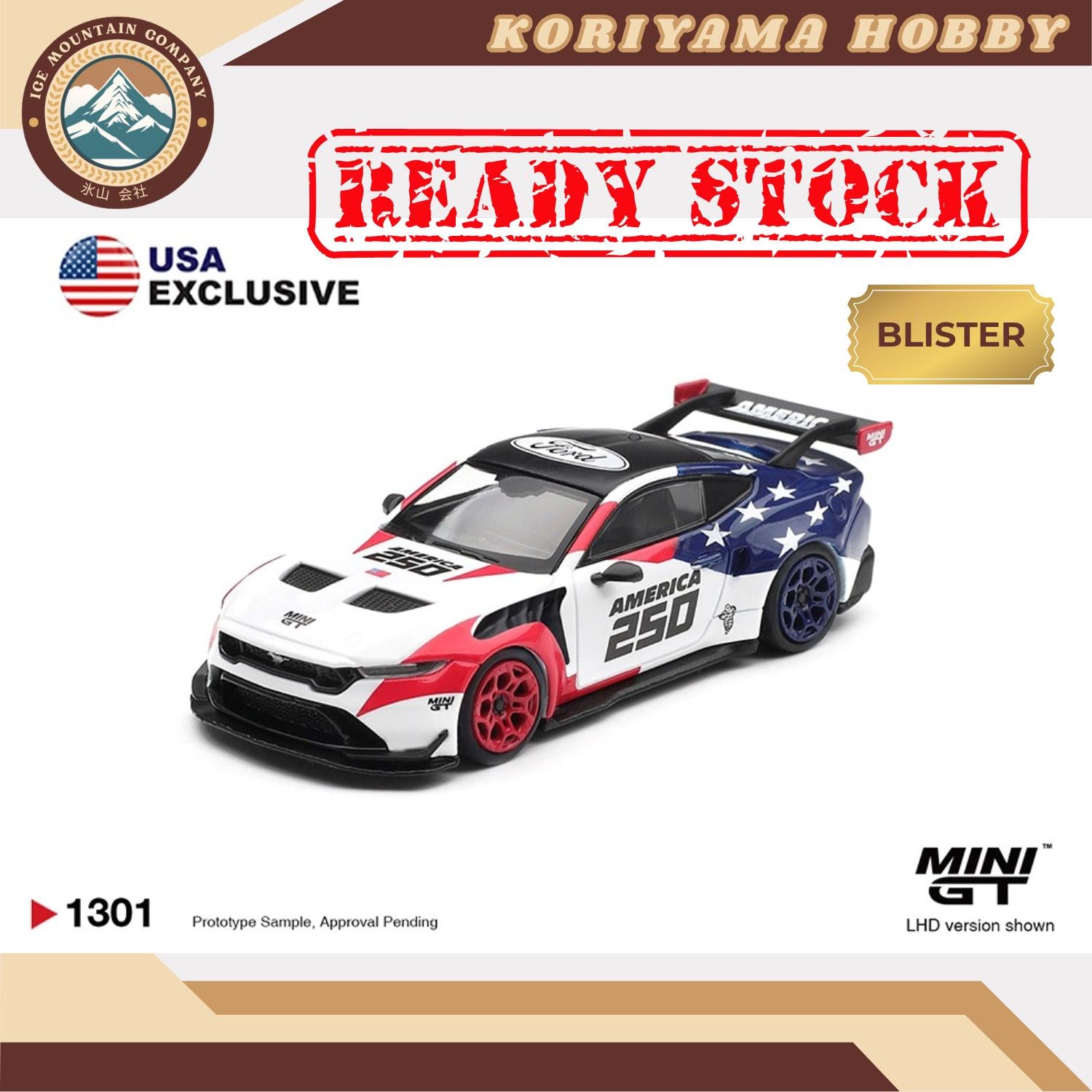 Mini GT 1301 Ford Mustang GTD  America 250  USA Exclusive  LHD / Blister Packaging MiniGT