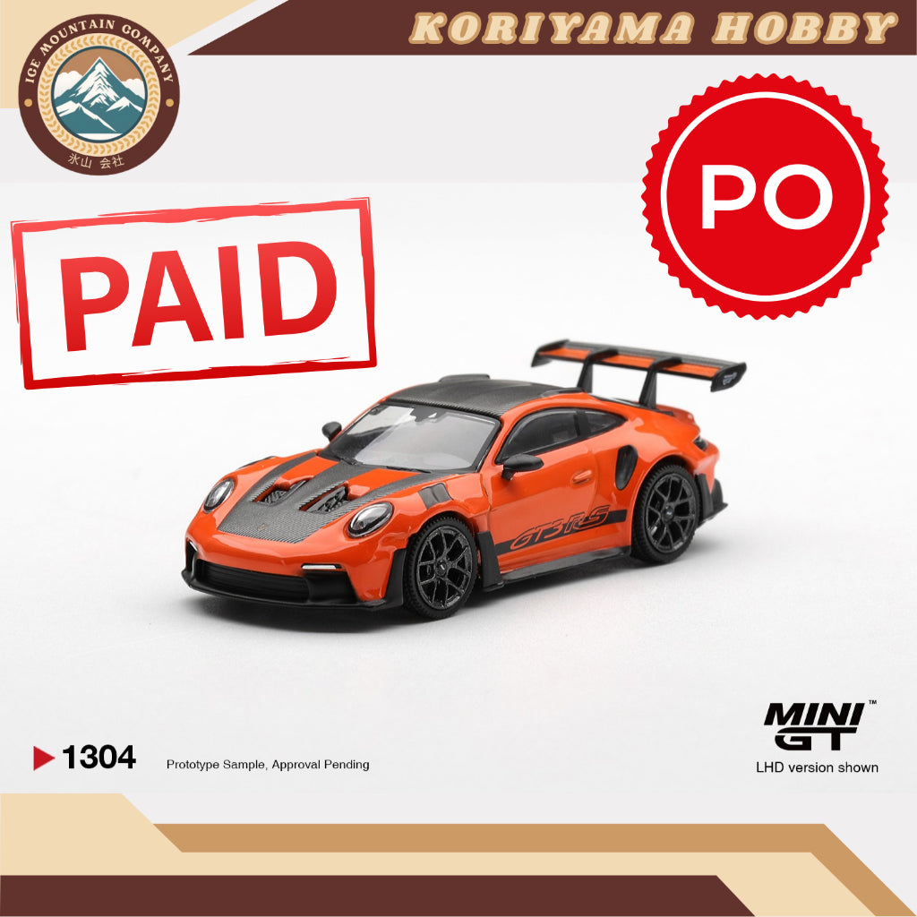 Mini GT 1304 Porsche 911 (992) GT3 RS Weissach Package Gulf Orange MiniGT