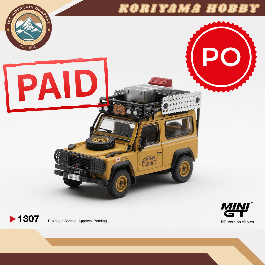 Mini GT 1307 Land Rover Defender 90 1985 Camel Trophy Borneo Team Japan MiniGT