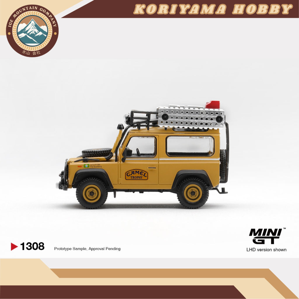 Mini GT 1308 Land Rover Defender 90 1985 Camel Trophy Borneo Team Brazil MiniGT