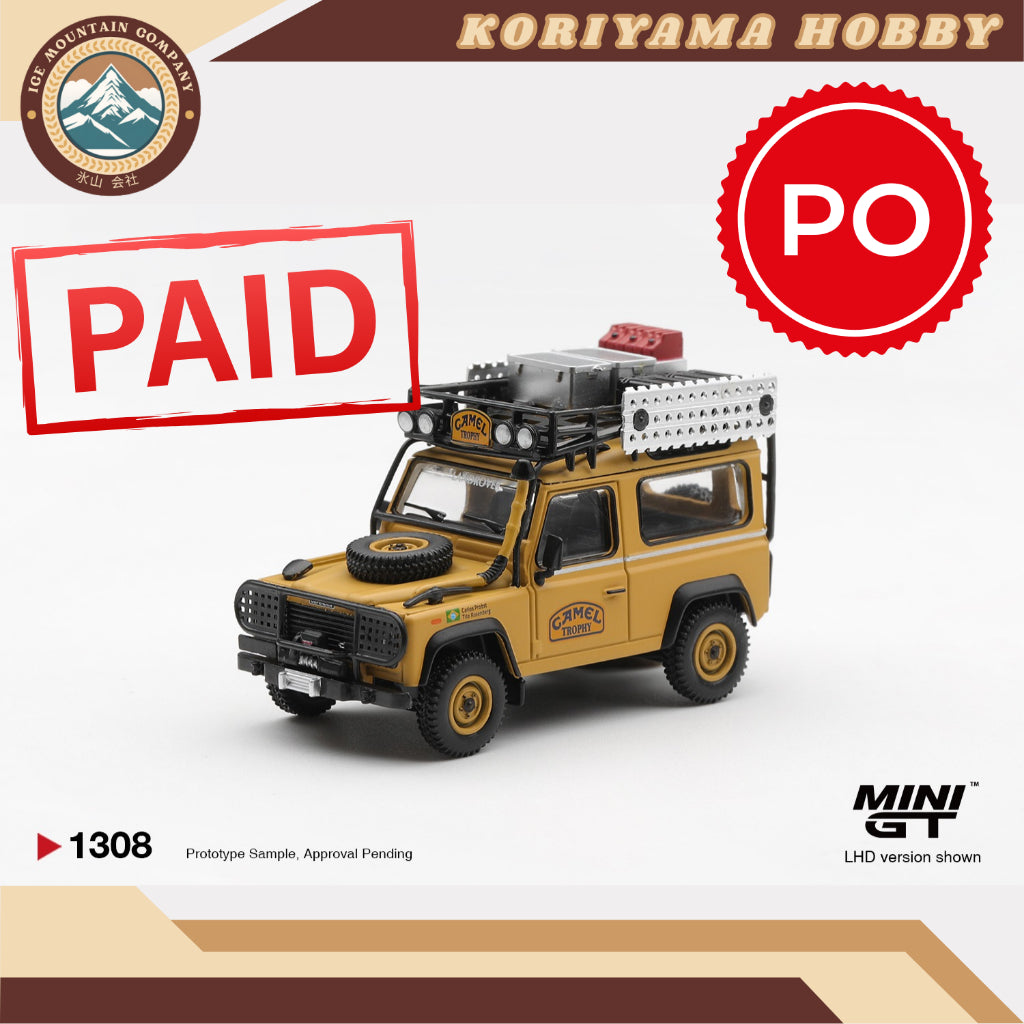 Mini GT 1308 Land Rover Defender 90 1985 Camel Trophy Borneo Team Brazil MiniGT