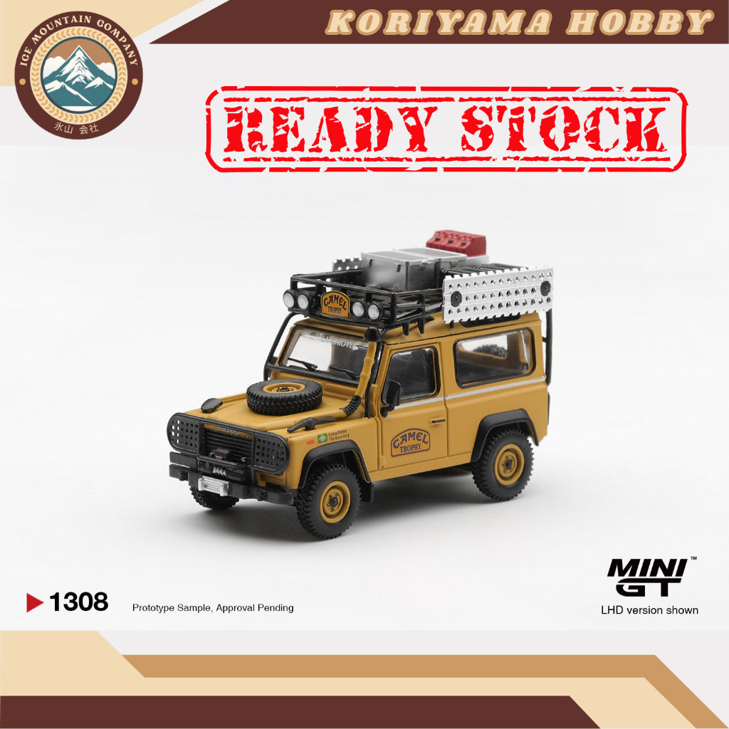 Mini GT 1308 Land Rover Defender 90 1985 Camel Trophy Borneo Team Brazil MiniGT