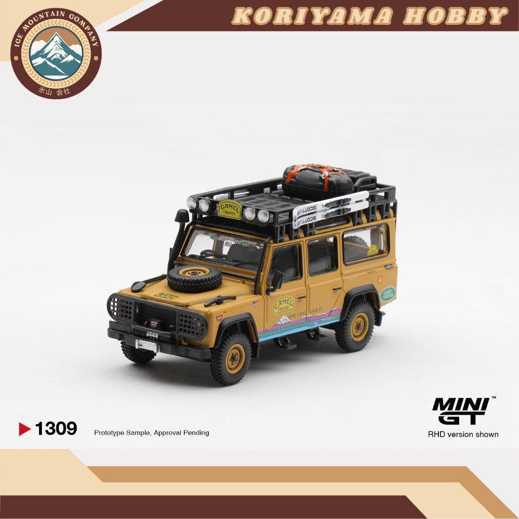 Mini GT 1309 Land Rover Defender 110 1998 Camel Trophy Tierra del Fuego CT.10 USA MiniGT