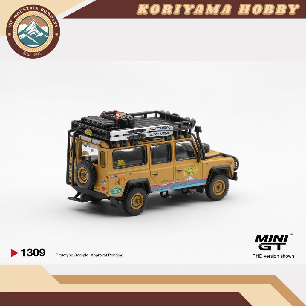 Mini GT 1309 Land Rover Defender 110 1998 Camel Trophy Tierra del Fuego CT.10 USA MiniGT