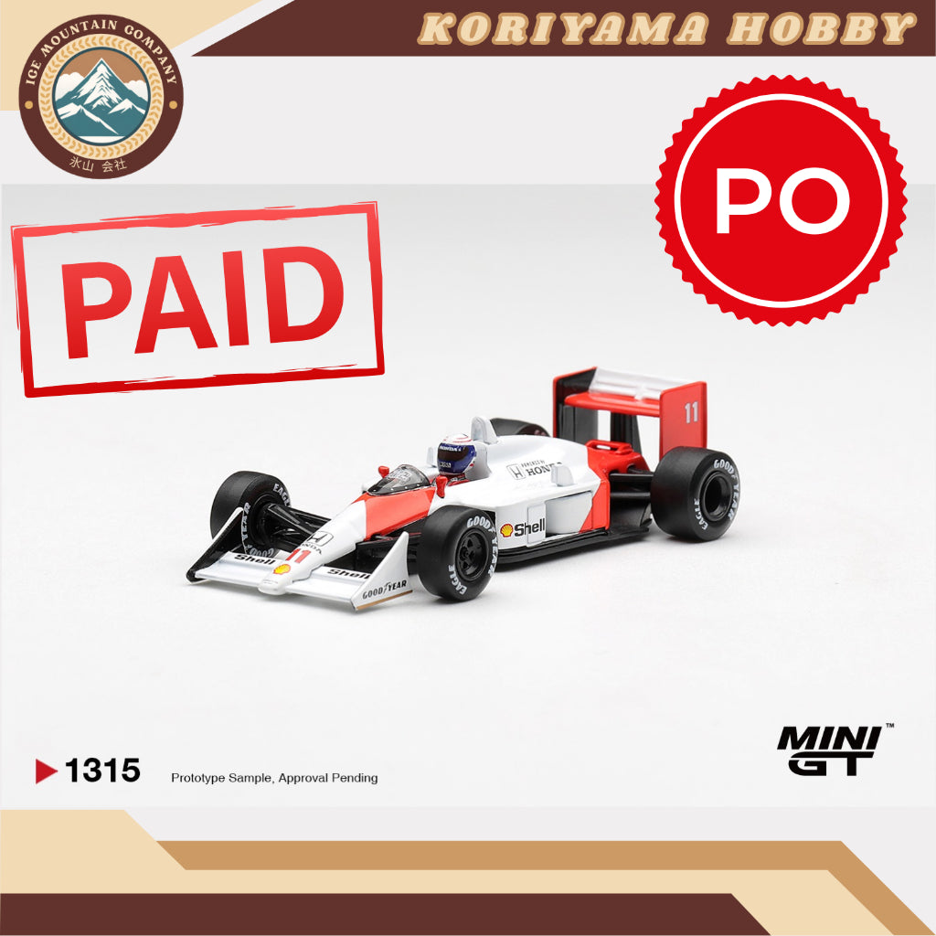 Mini GT 1315 McLaren MP4/4 #11 Alain Prost 1988 Canadian Grand Prix  2nd Place Box / Blister Packaging MiniGT