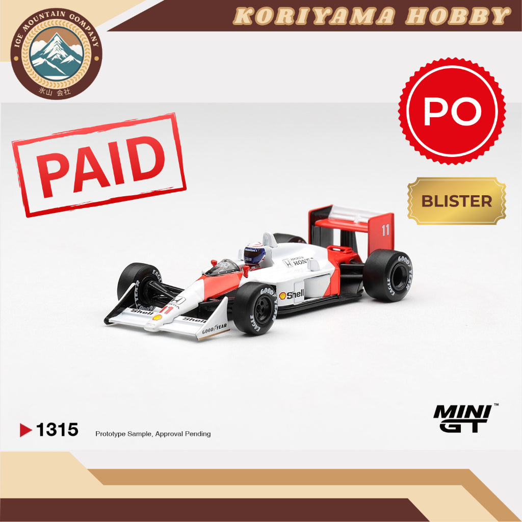 Mini GT 1315 McLaren MP4/4 #11 Alain Prost 1988 Canadian Grand Prix  2nd Place Box / Blister Packaging MiniGT